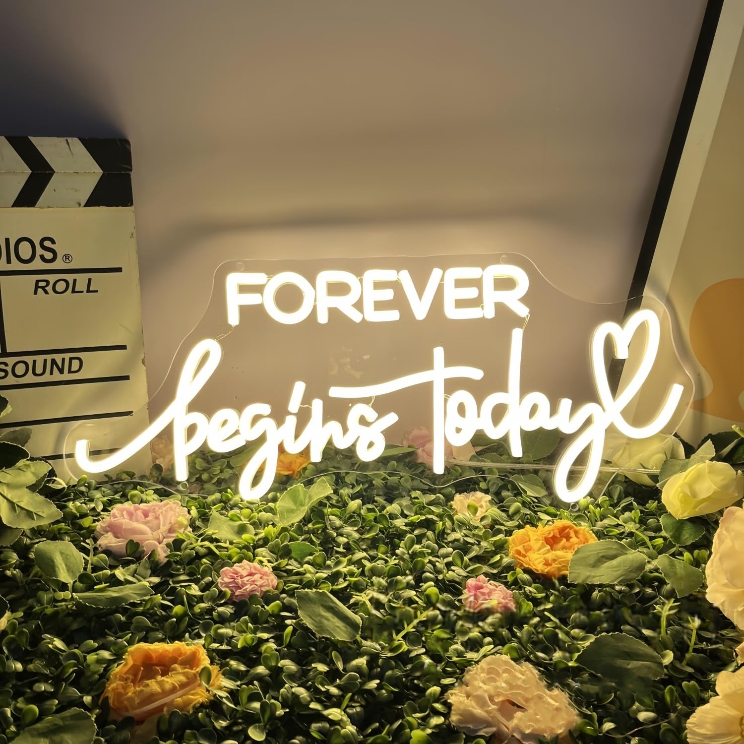Forever Begins Today LED Neon Zeichen Transparent Acryl Licht Dekor für Hochzeit Geburtstag Party Wand Home Schlafzimmer Raum Kunst Dekoration mit USB Licht Modulator 5V
