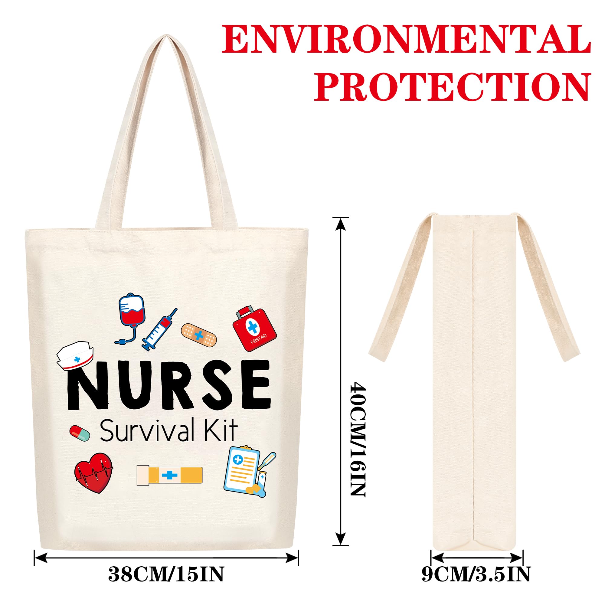 Kolewo4ever 16 Pieces Nurse Appreciation Gifts Nurses Week Gifts Tote Bags Nurse Graduation Retirement Canvas Tote Bags Shopping Bag Shoulder Bag Gift for Women Nurses Supplies