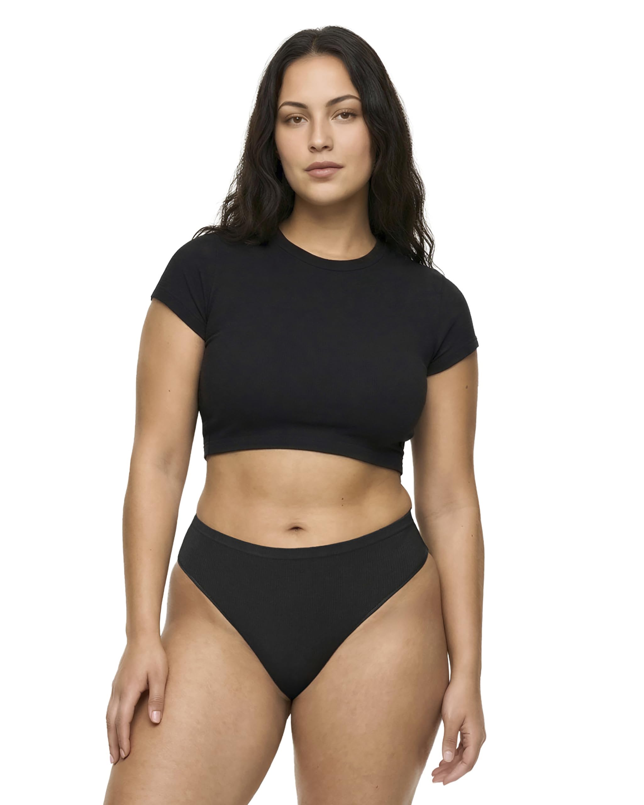 florence by mills Womens Softie Seamless Short Sleeve Baby Tee, Black, XS