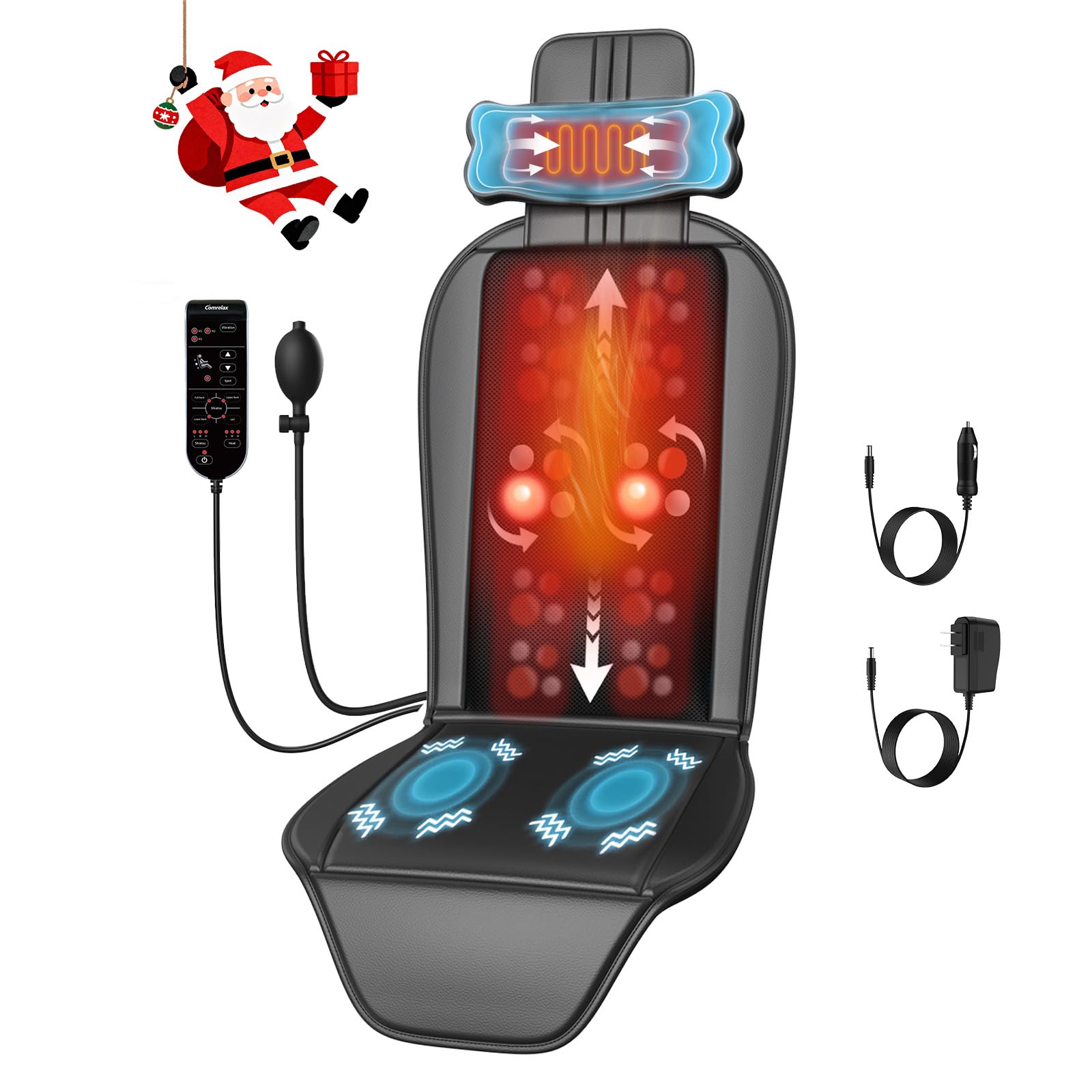 Shiatsu Back Massager with Heat, Massage Chair Pad for Full Back, Chair Massager with Neck Support Suitable for Office/Home/Father/Mother