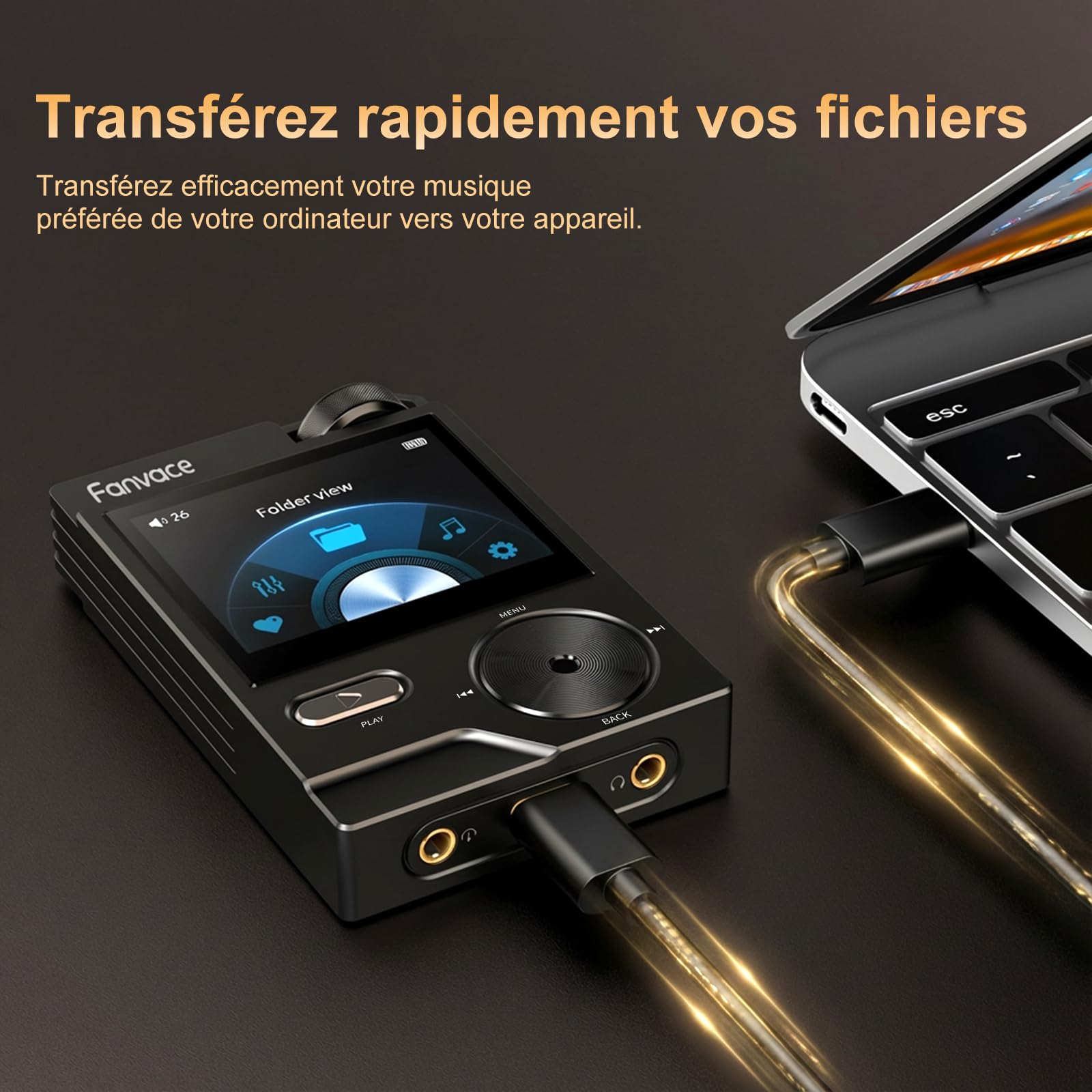 Lecteur MP3 HiFi Portable 64 Go, DAC FLAC/DSD, 192 kHz/24 Bits