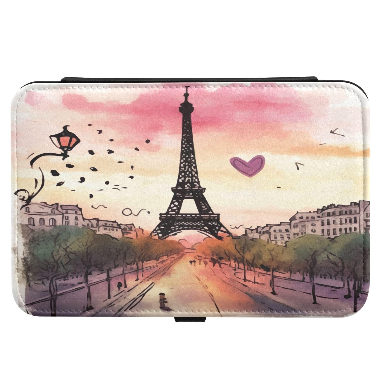 Haskirky Paris Eiffel Tower Jewelry Box Portable PU Leather Travel Jewelry Organize for Women Jewelry Storage Display Holder for Ring, Necklace, Earring