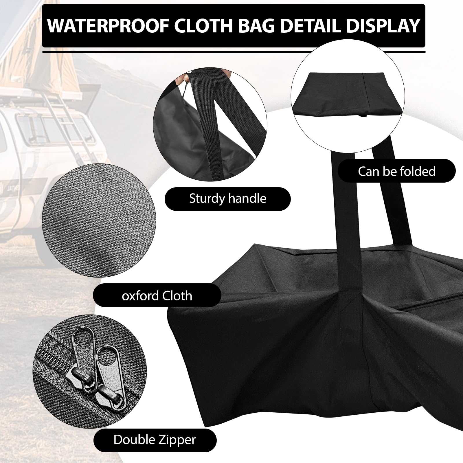 Bolsa para caña, bolsa de almacenamiento para poste de tienda de campaña, bolsa de tela Oxford impermeable, contenedor de caña de gran tamaño, organizador de gran capacidad, bolsa larga