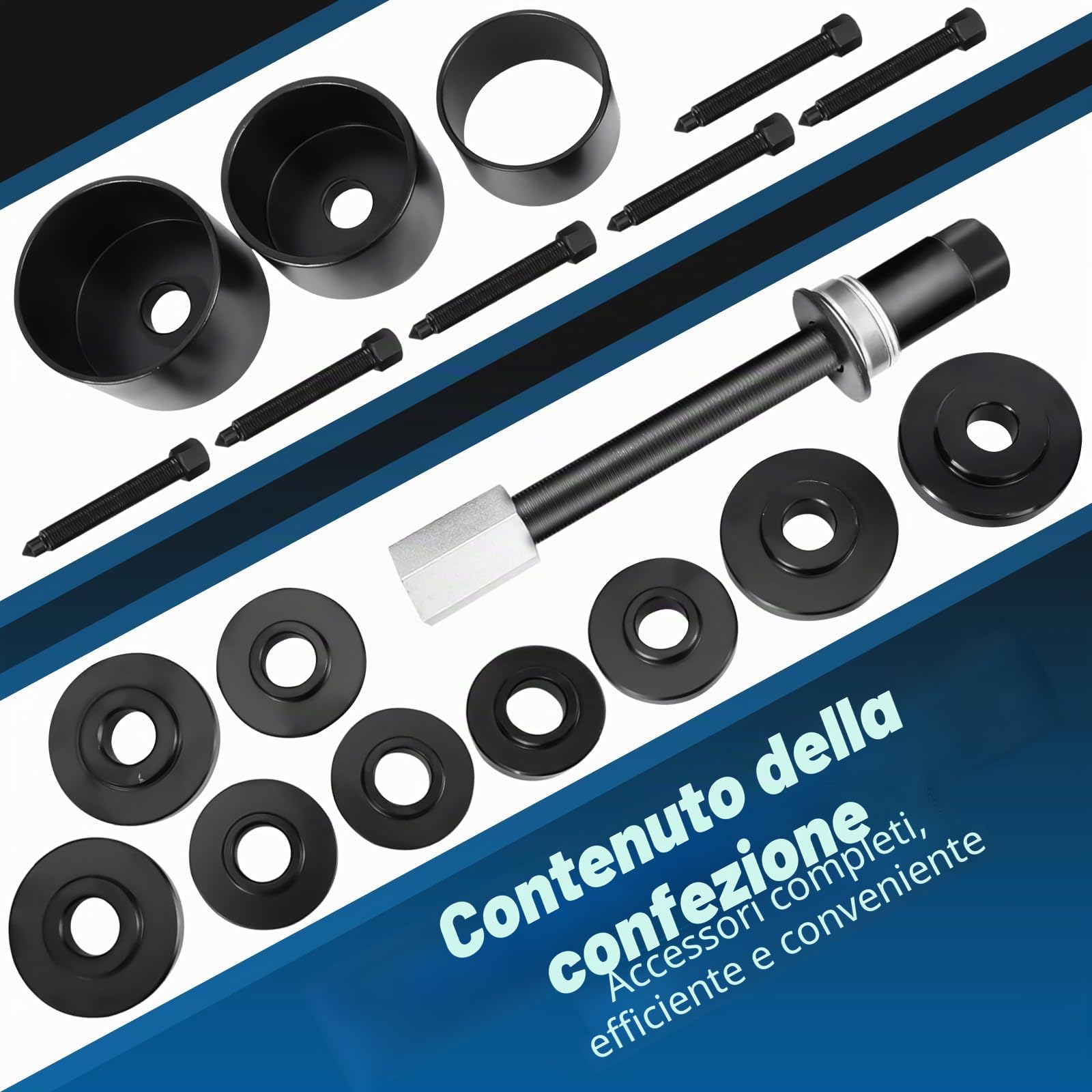 FreeTec Set di Attrezzi per Cuscinetti Ruota Strumento Estrattore di Mozzi Ruota Cuscinetti Sferici Kit di Smontaggio per VW per Audi per Opel per Fiat per BMW per Ford