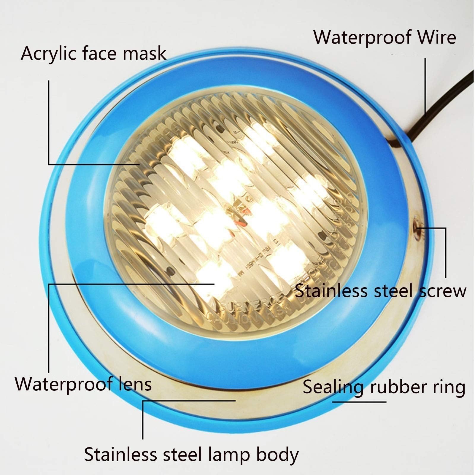 Podwodne oświetlenie RGB – 24 V, podwodne reflektory LED, IP68, wodoszczelne oświetlenie basenowe LED PAR56-RGB, do hoteli, tarasów, willi (RGB, 6 W)
