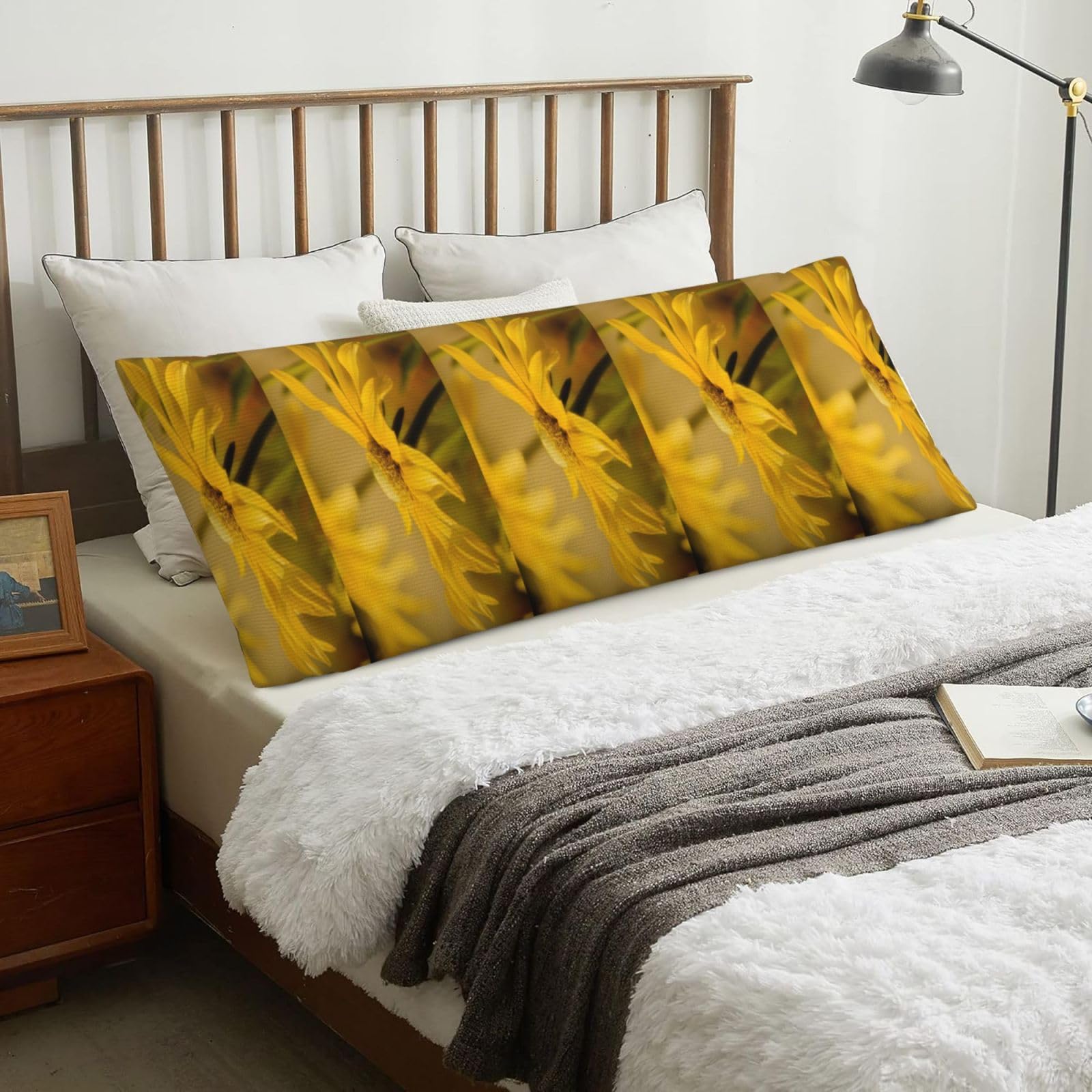 Flower Plant, Body Pillow Cover with Zipper,Long Body Pillowcase 20 x 60 in