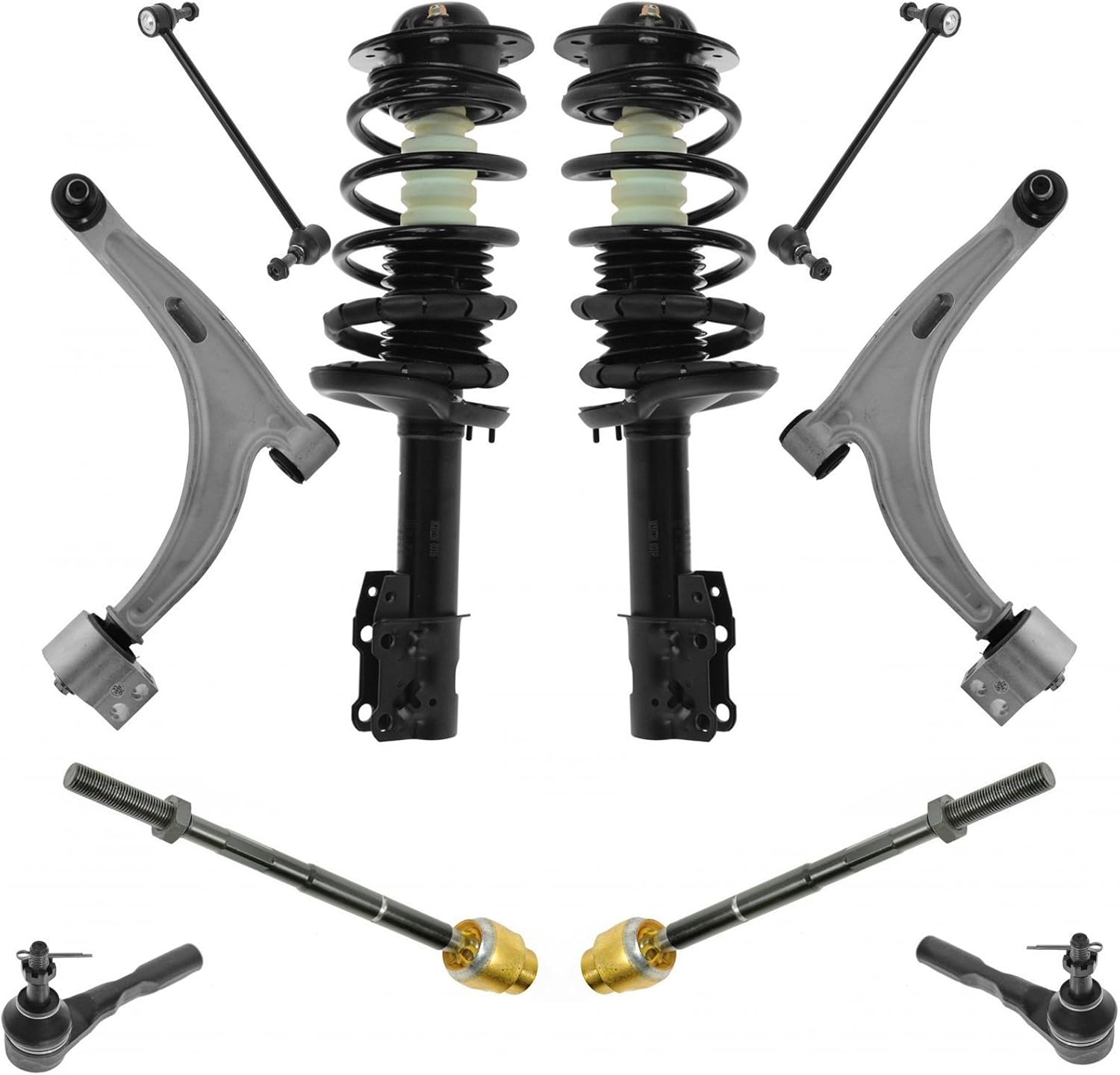 Strut Coil Spring Control Arm Tie Rod Kit for Chevrolet Pontiac Saturn Front End - 10pcs