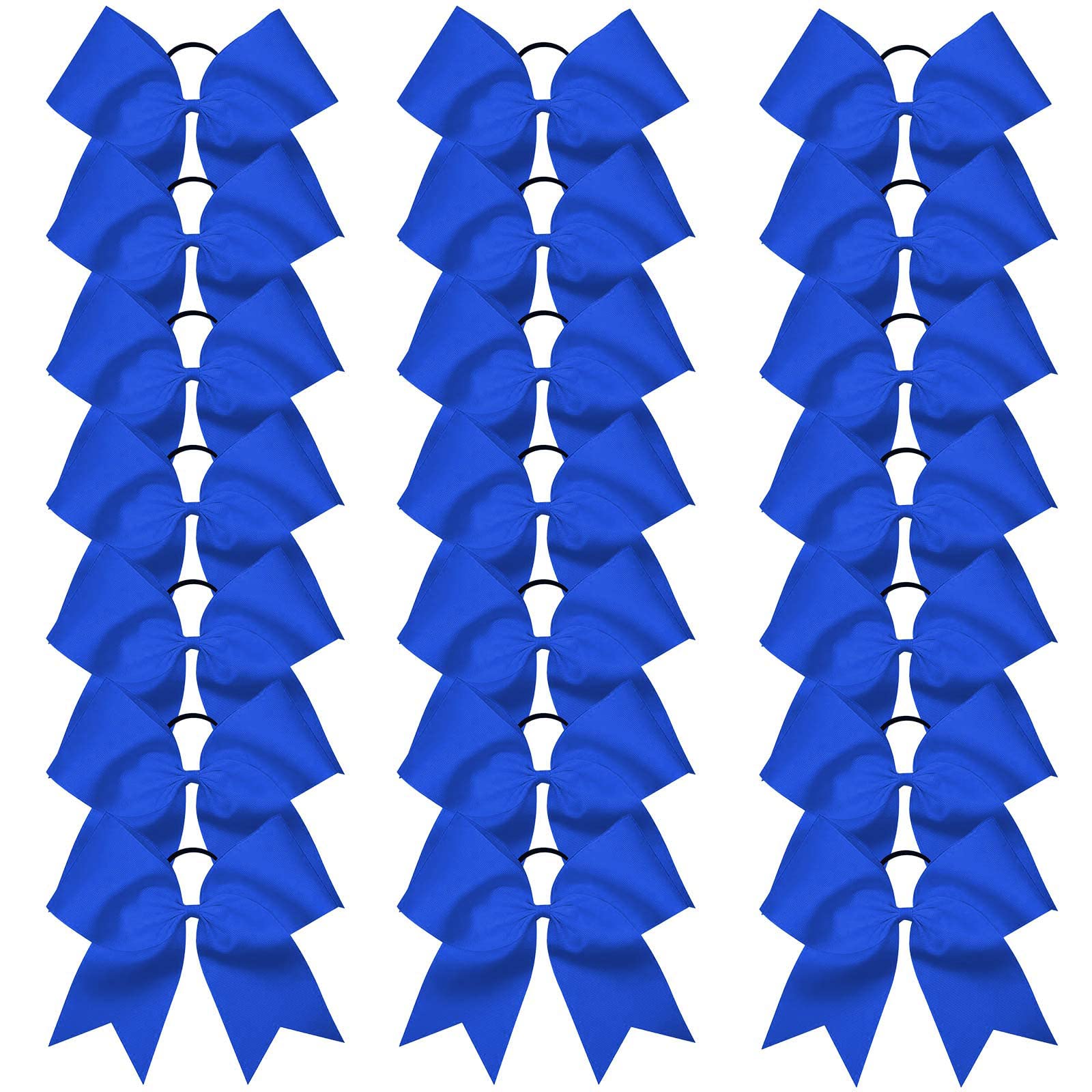 Oaoleer 21PCS 8" Large Cheer Bows Royal Blue Bows Jumbo Cheerleader Bow with Ponytail Holder Elastic Band Handmade for Cheerleading Teen Girls College