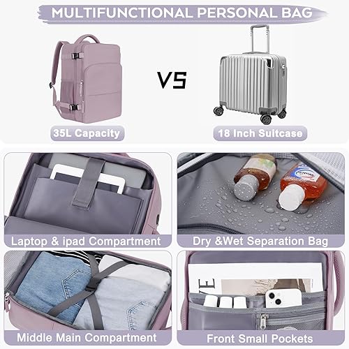 Miniatura 5 de Mochila de viaje, mochila de transporte, bolsa de artículos personales para aerolíneas, ligera, casual, trabajo, universidad, gimnasio, senderismo,