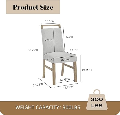 Miniatura 14 de Roundhill Furniture Zelalle - Juego de comedor de 7 piezas, mesa con 6 sillas, acabado cepillado con alambre blanco
