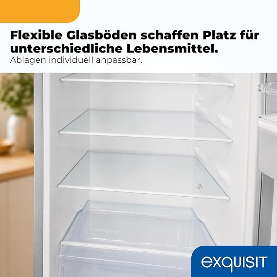 Exquisit Freestanding Fridge Freezer with Water Dispenser 260 L Inoxlook 4 Star Freezer LED Door Alarm 179.5 cm Energy Class D [Energy Class D]
