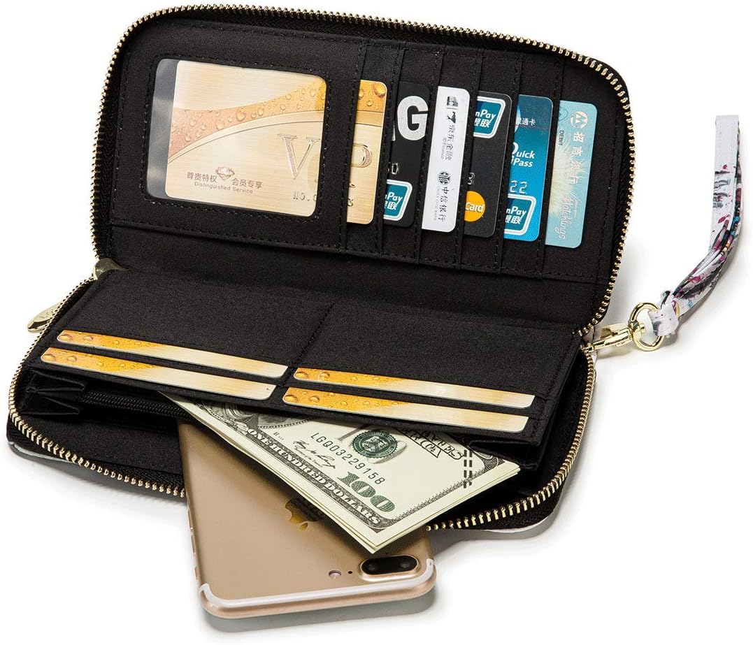 Women Wallet Card RFID For Womens Holder Blocking Credit Small Zipper Purse Pocket Bifold Slim Coin ID Ladies Wristlet Clutch Large Capacity Window Case Travel Zip Women's - Image 2