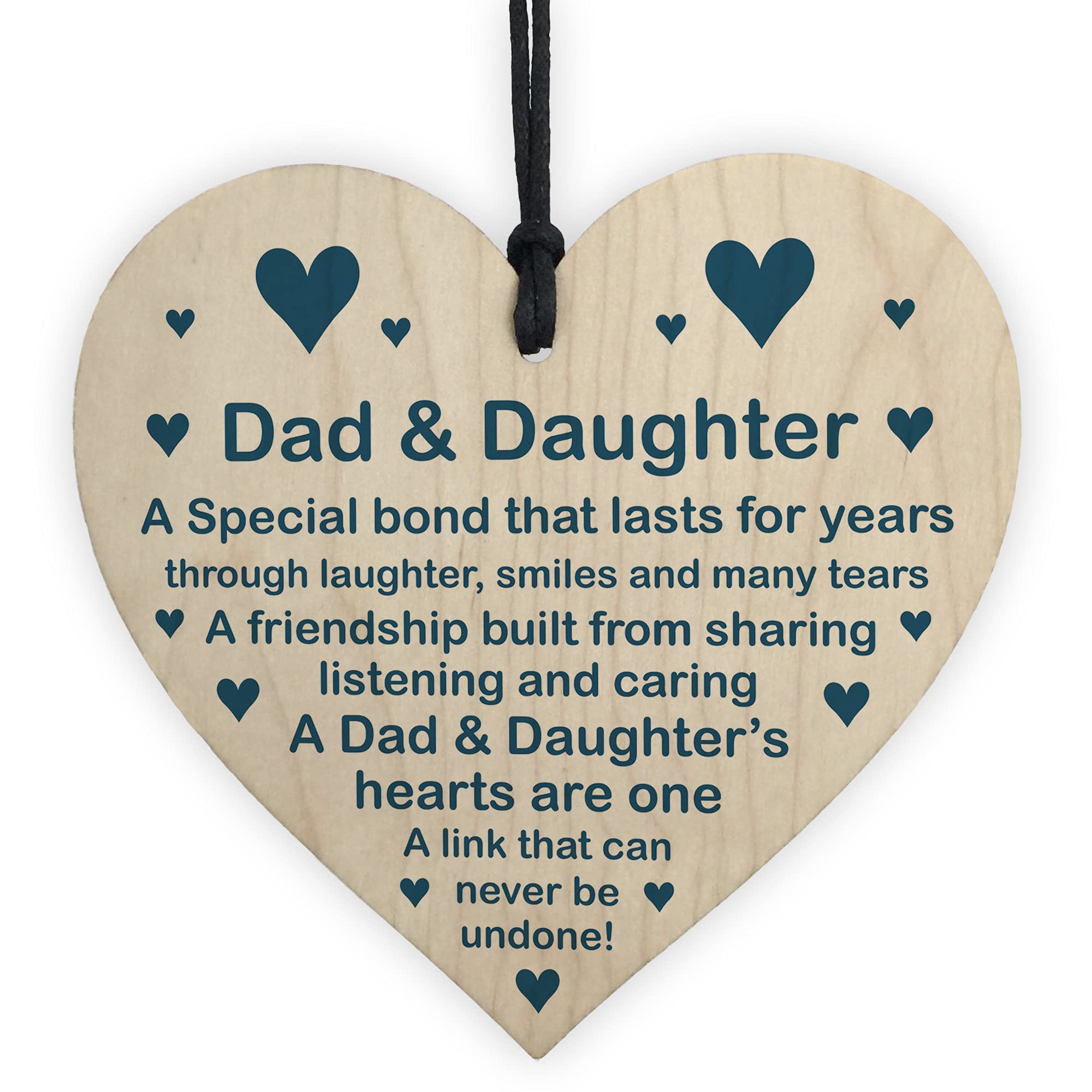Red Ocean Dad And Daughter Gift Hanging Heart Fathers Day Birthday Gift For Dad Poem Thank You Gift