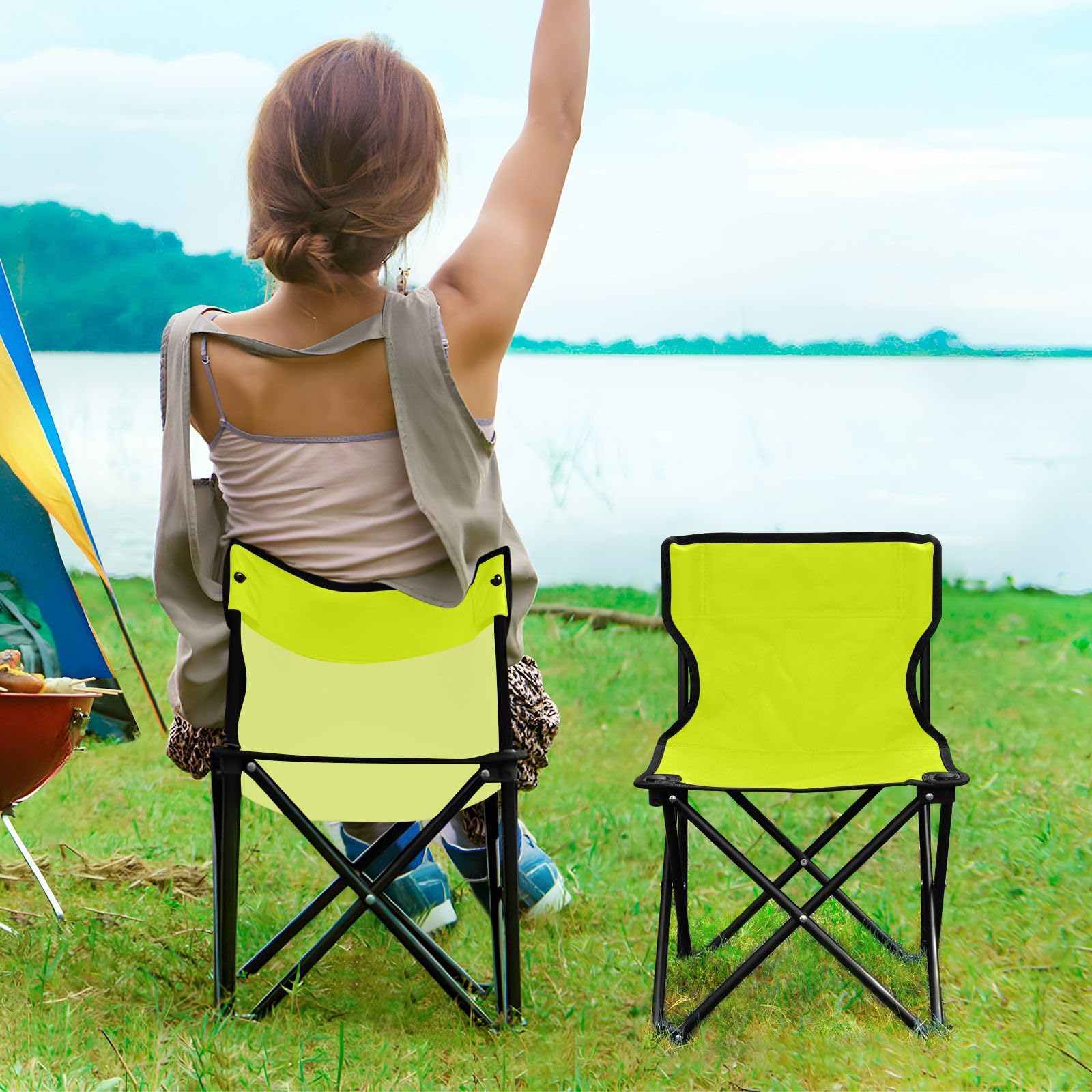 Amazon.com: Burbuja Neon Yellow-Green Solid Camping Chair Portable