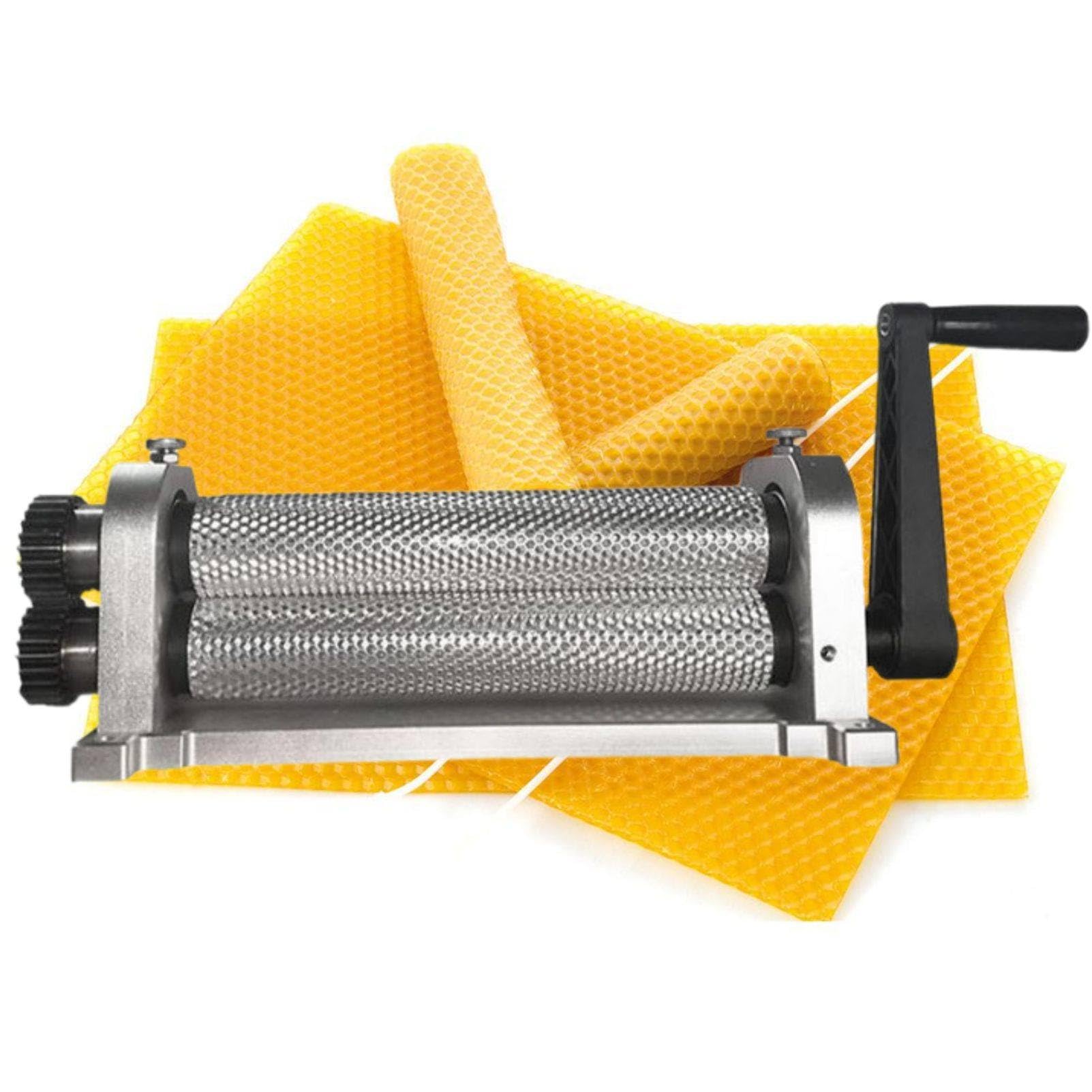 MhWrughts Beeswax Foundation Sheet Press Roller Machine Manual Honeycomb Printing Mill Cast Steel Gear Drive 50 x 280mm for Beekeeping Supplies 5.4㎜