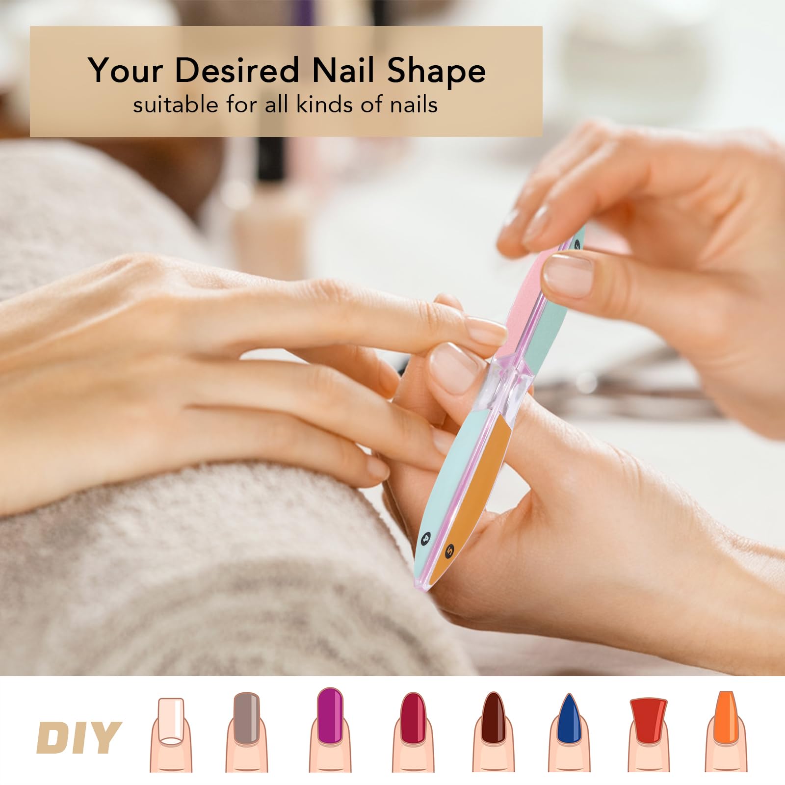 6 Sided Nail File and Nail Buffers, Multi-Functional Nail File for Shaping and Polishing, Gifts for Women, Stocking Stuffers, Nail Care Tool, All-in-One Shaping & Buffing