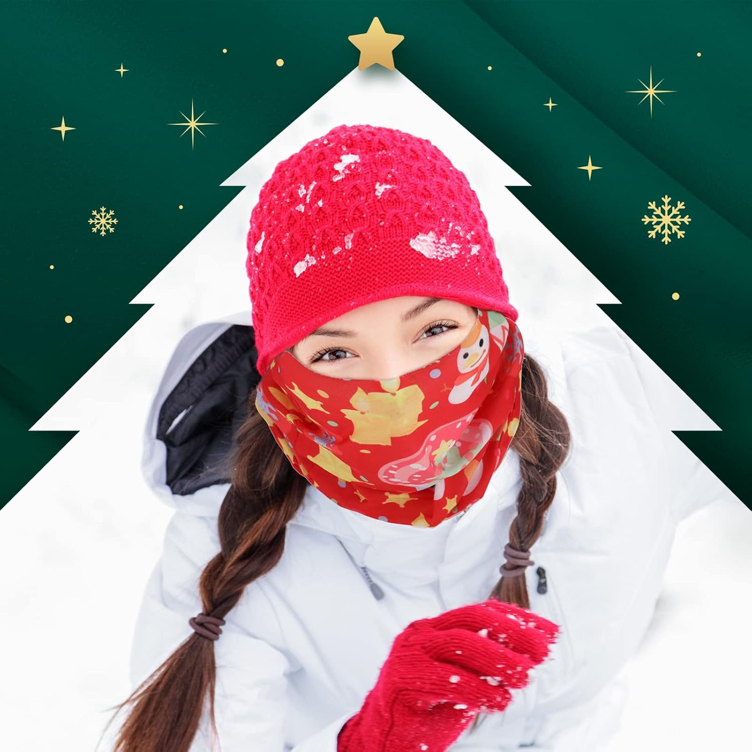 26 Pcs Christmas Neck Gaiter Face Covering Santa Head Wraps Balaclava Seamless Face Scarf Headwear Face Mask Outdoor Bandanas Hiking Headband for Adult Winter Christmas Party Outdoor