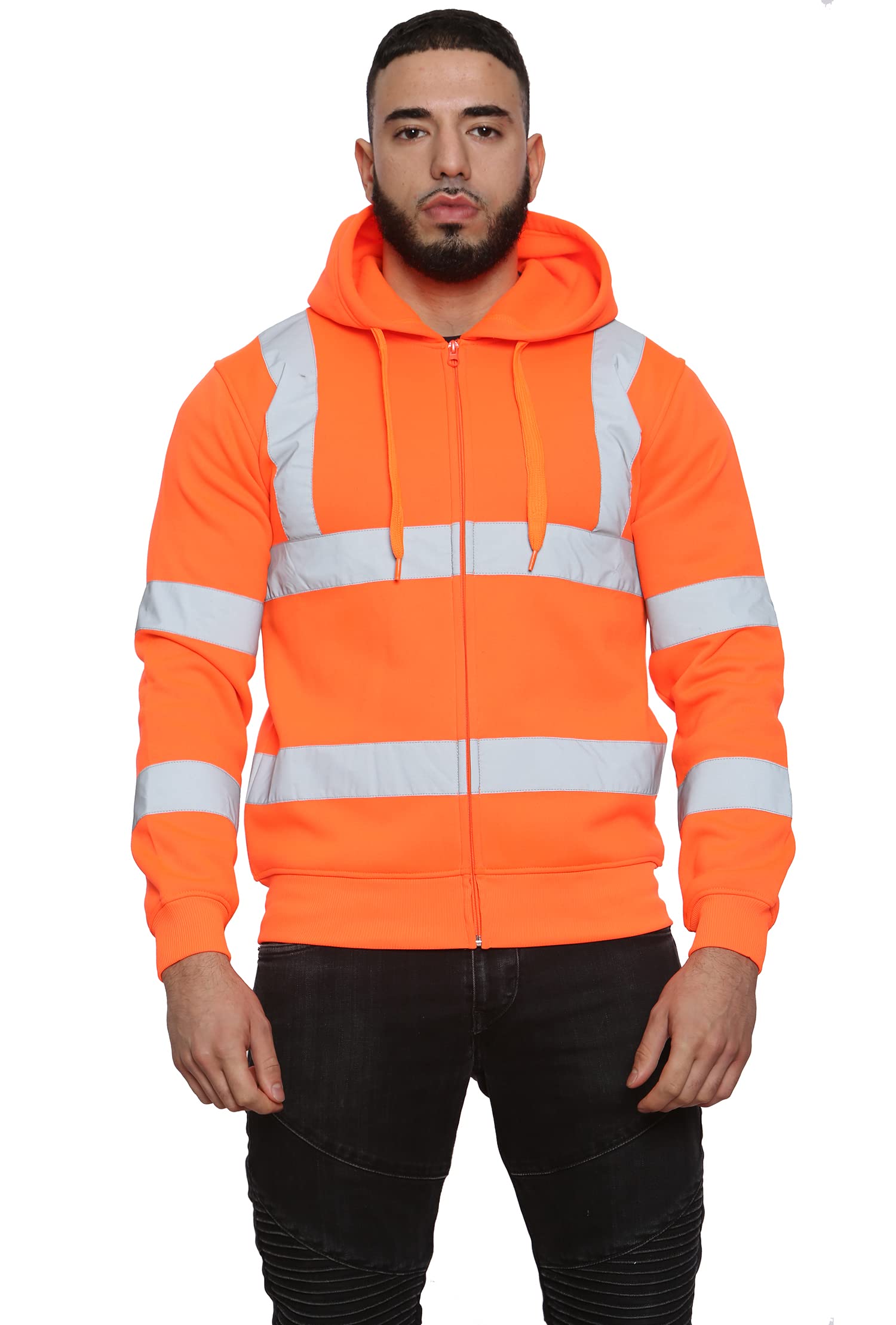 NY Deluxe EditionHigh Visibility Workwear Jumper Reflective Tape Safety SweatShirt Zip Hoodie Work Wear Top