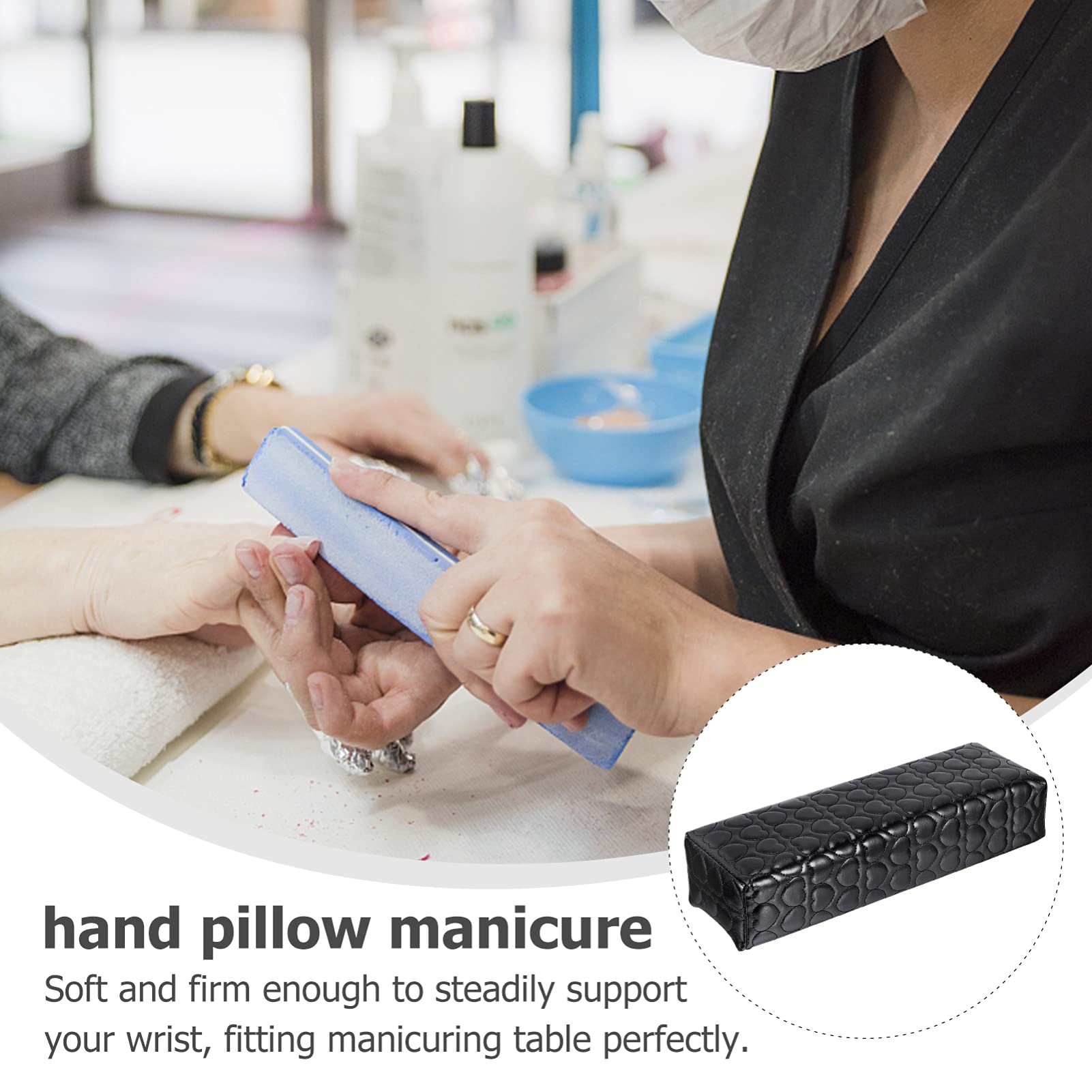 LALAFINA 3pezzi Cuscino Poggiamano per Manicure per Unghie Pu Antiscivolo Accessorio per e Personale Protegge La Scrivania Unghie