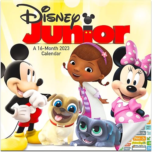 Calendario Junior de Disney 2023 calendario de pared de lujo de Mickey y Minnie Mouse 2023 con más de 100 calcomanías de calendario regalos de