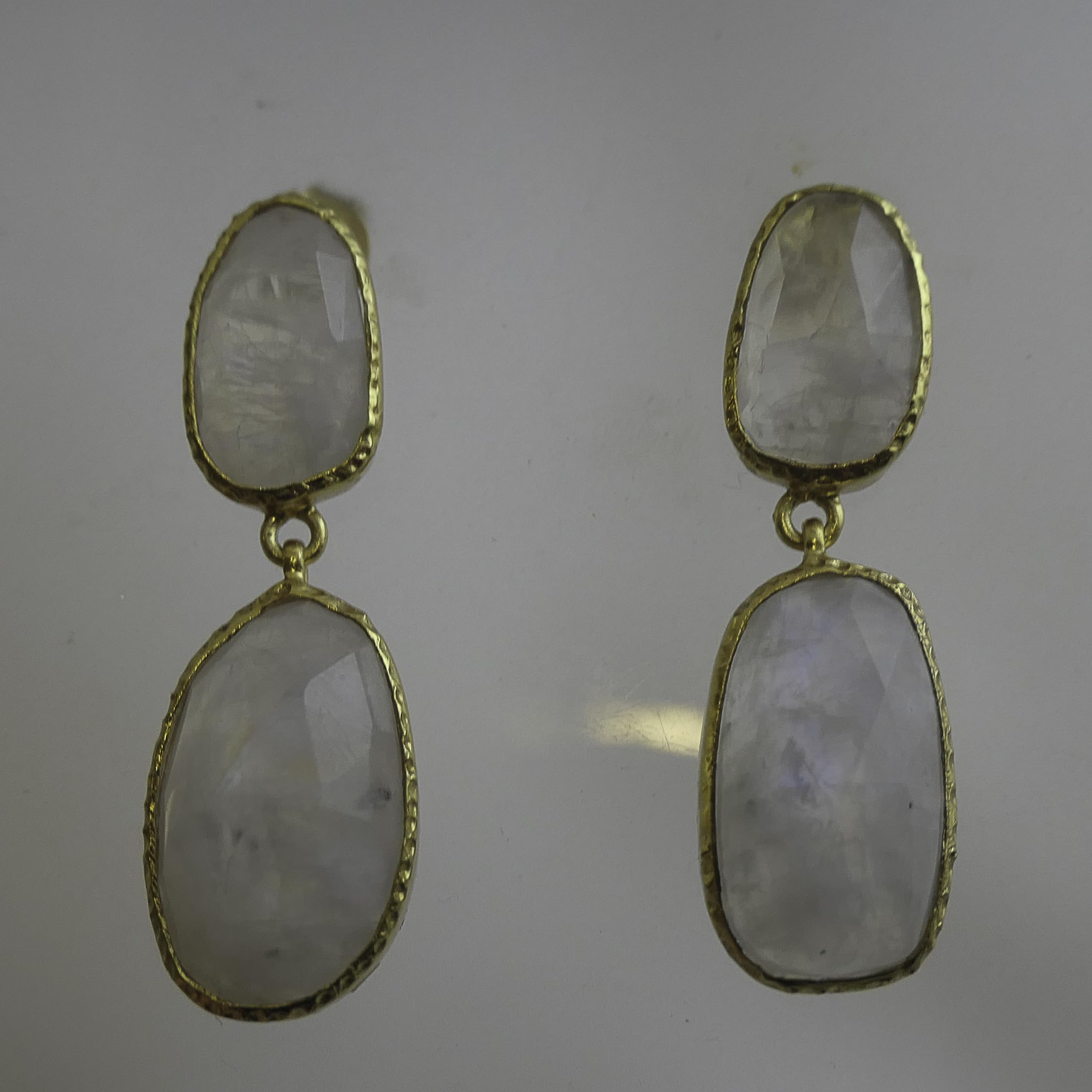 Pendientes de piedra lunar, plata de ley 925 bañada en oro | piedra preciosa natural, forma de gota
