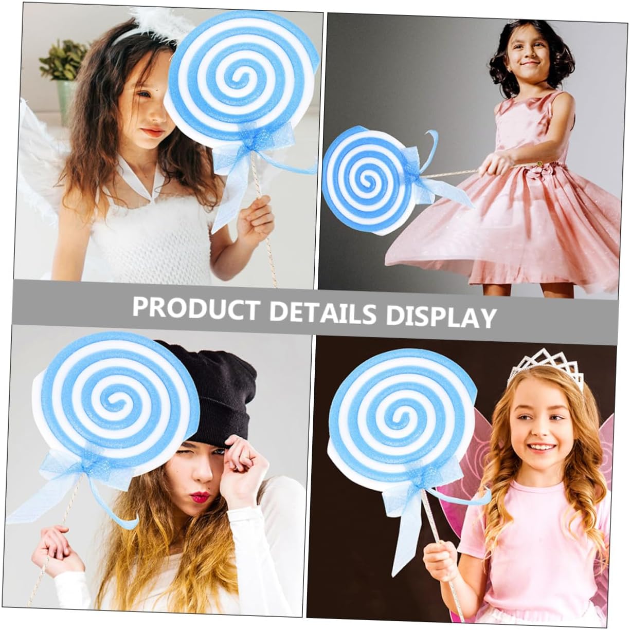 PRETYZOOM Large Foam Lollipop Props 2pcs Blue and Red Oversized Fake Candy Photo Booth Decorations for Party Carnival Wedding and Cosplay