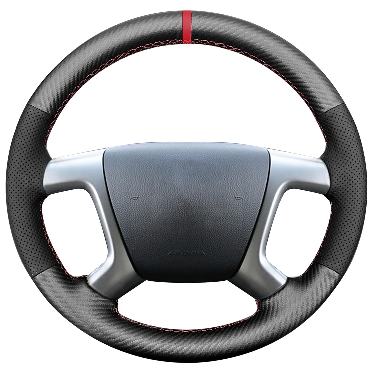 Loncky Leather Steering Wheel Cover for Chevrolet 2008-2013 Silverado 1500 /Silverado 2500 3500/2007-2014 Tahoe/2007-2014 Suburban 1500/2007-2013