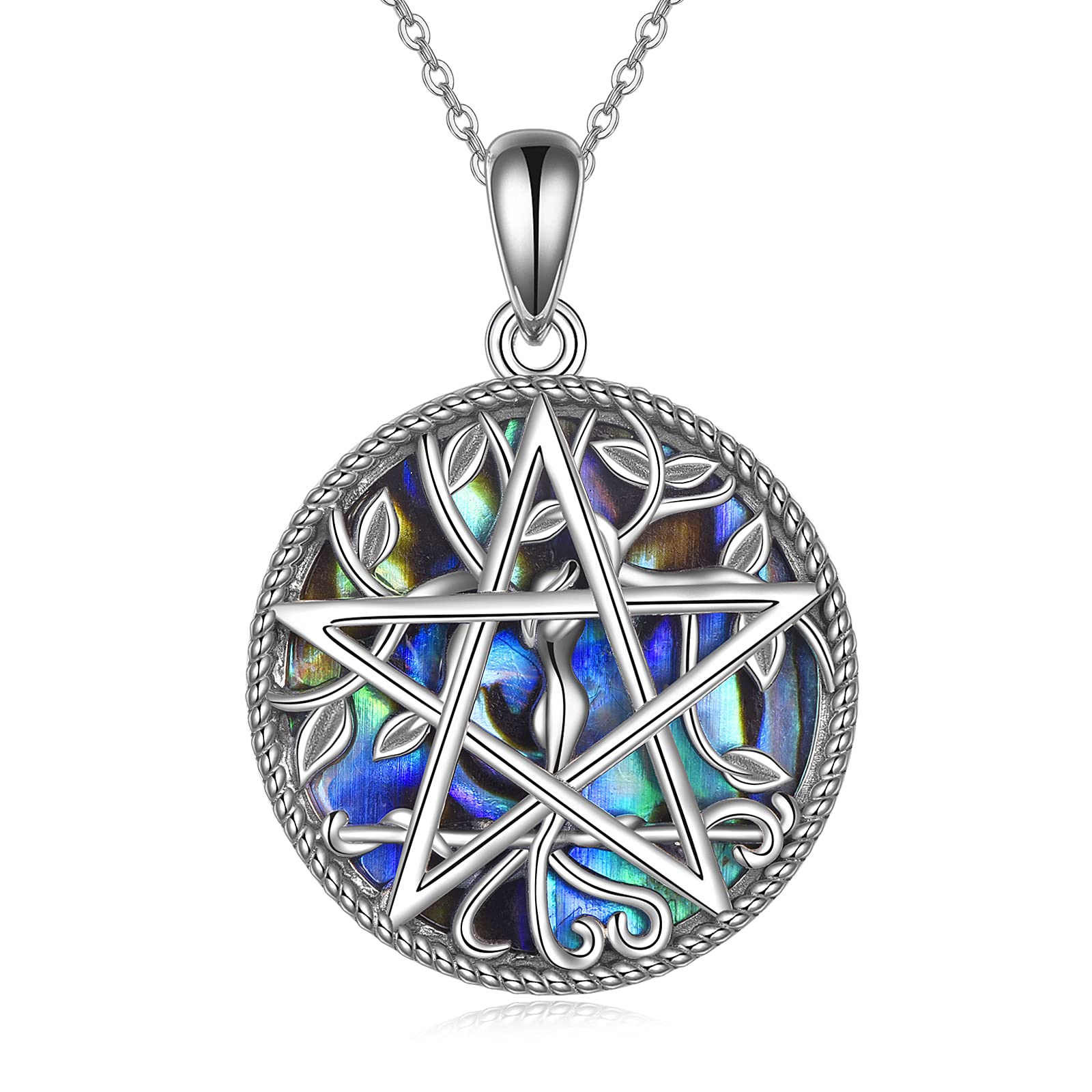 Buy YFN Celtic Necklace Sterling Silver Abalone Shell Triskele/Pentacle