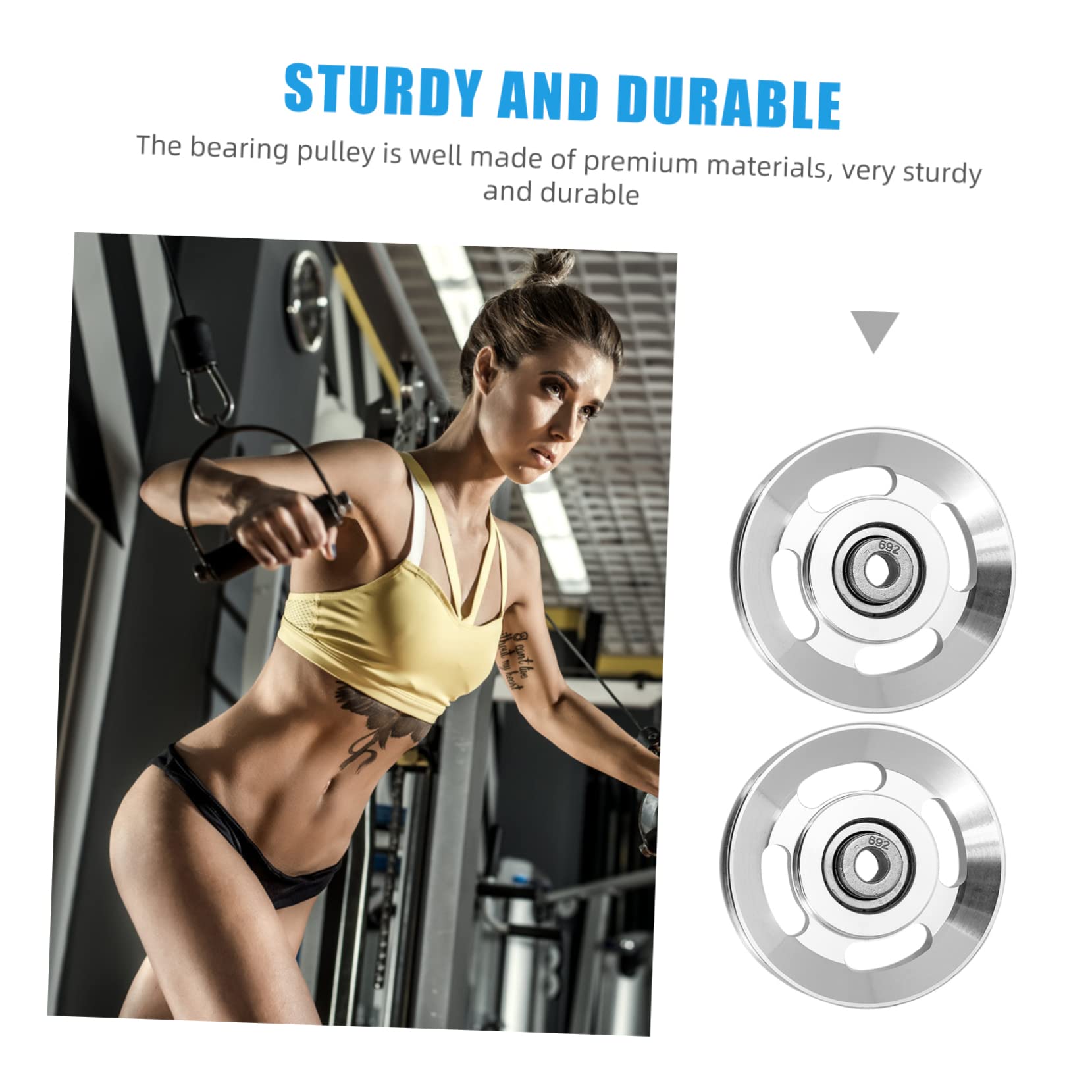 Carrucola per Cavi Fitness in Lega di Alluminio, 2 Pezzi, Resistente all Usura, Movimento Fluido, Facile da Installare per Allenamento