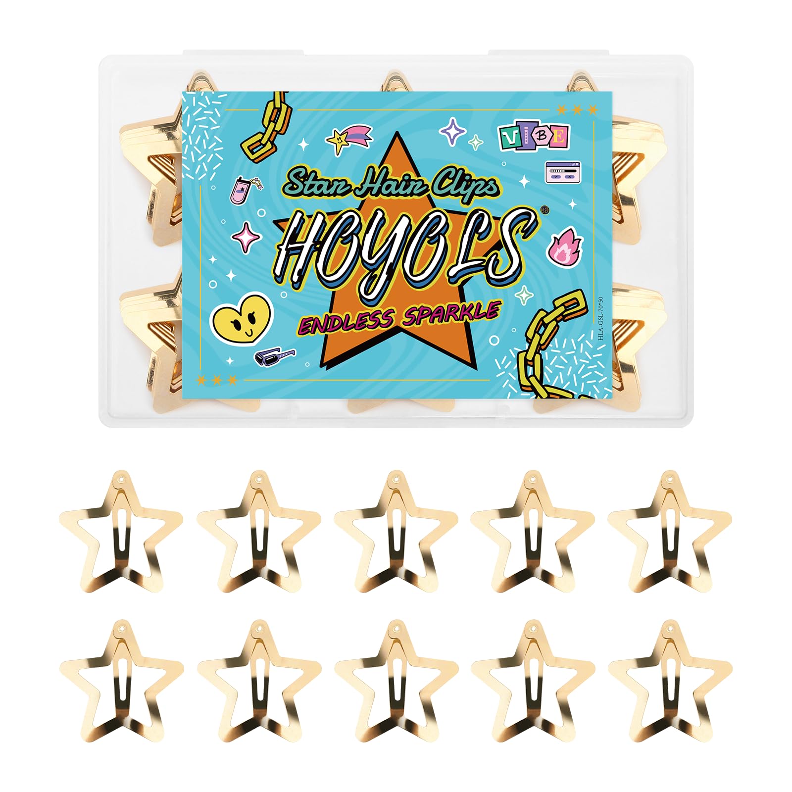 Hoyols 50 pinzas para el pelo con estrella dorada Y2K, pequeños pasadores de metal brillante, accesorios estéticos para el cabello de los años 2000 para trenzas de cabello corto y largo (1.2 pulgadas,