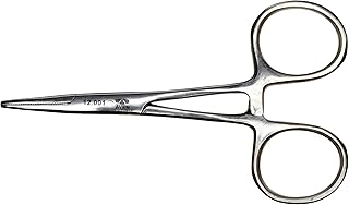 Aven 12001 Stainless Steel Hemostat, Straight Serrated Jaws, Ratchet Lock, 3-1/2