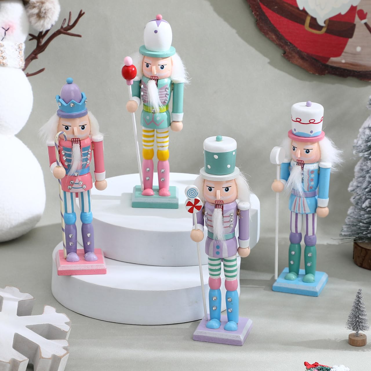 OUNONA Weihnachts-Nussknacker Figur Holz 18 Zoll Nussknacker Soldat Dekoration Für Festliche Weihnachtsdeko Und Party Tischdekoration