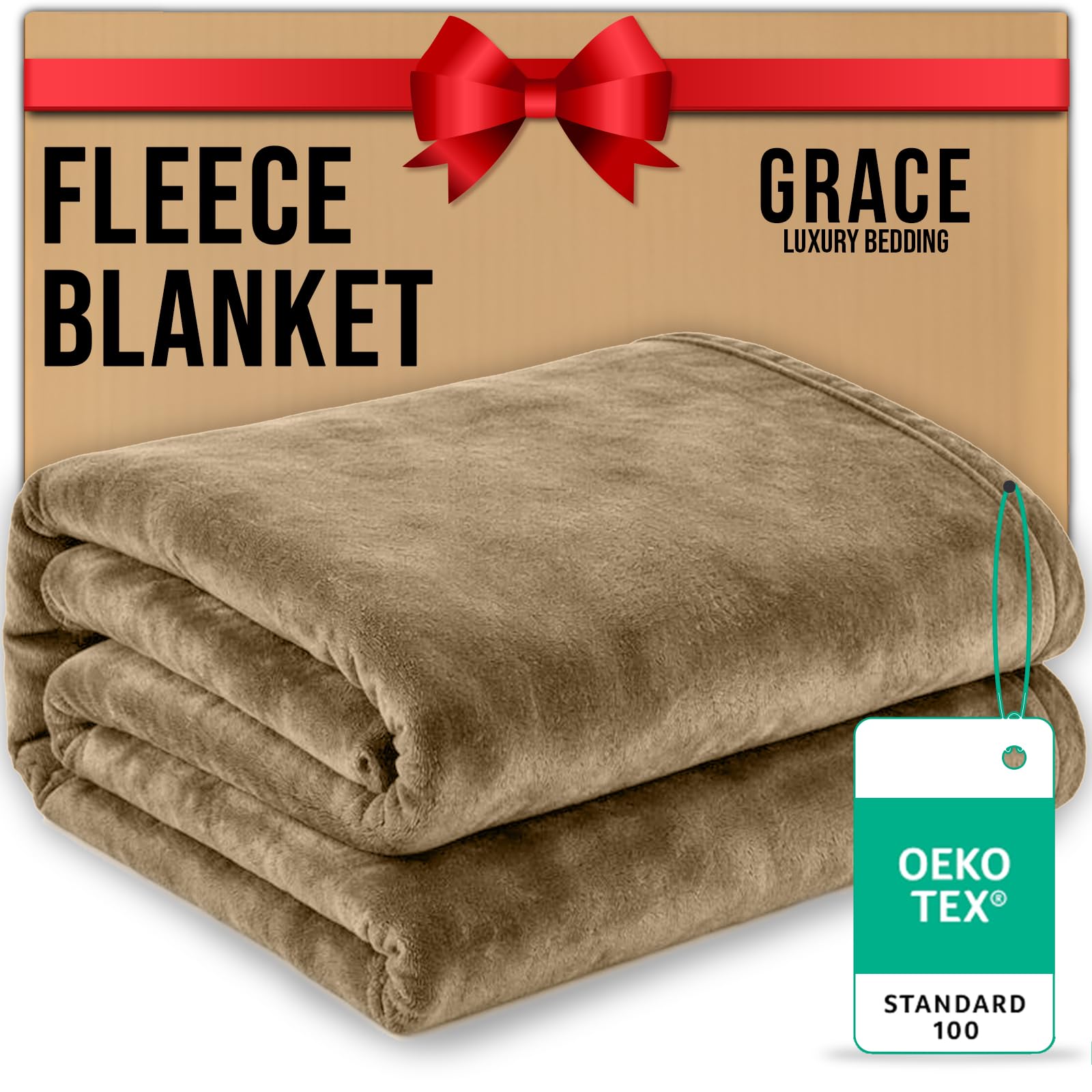 Grace Single Fleece Blanket Sofa Throw - Premium Brushed Microfiber Flannel Fleece Blanket - 290 GSM Fluffy Warm & Lightweight Solid Blanket for Bed and Couch