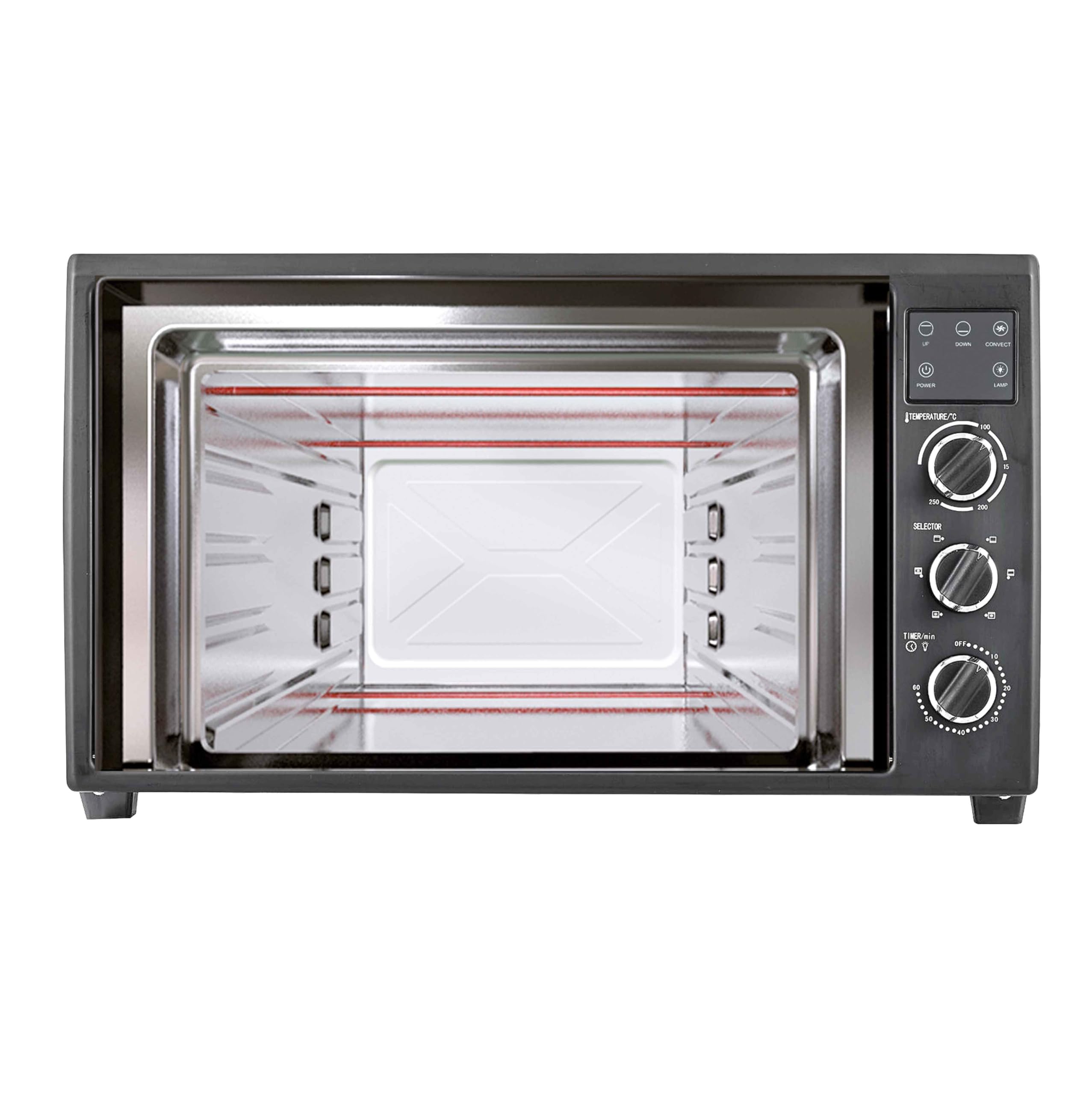 Forno Elettrico Ventilato, 60 Litri, Acciaio Inox, con Luce Interna, Timer 60 Minuti, Temperatura Fino a 250°C