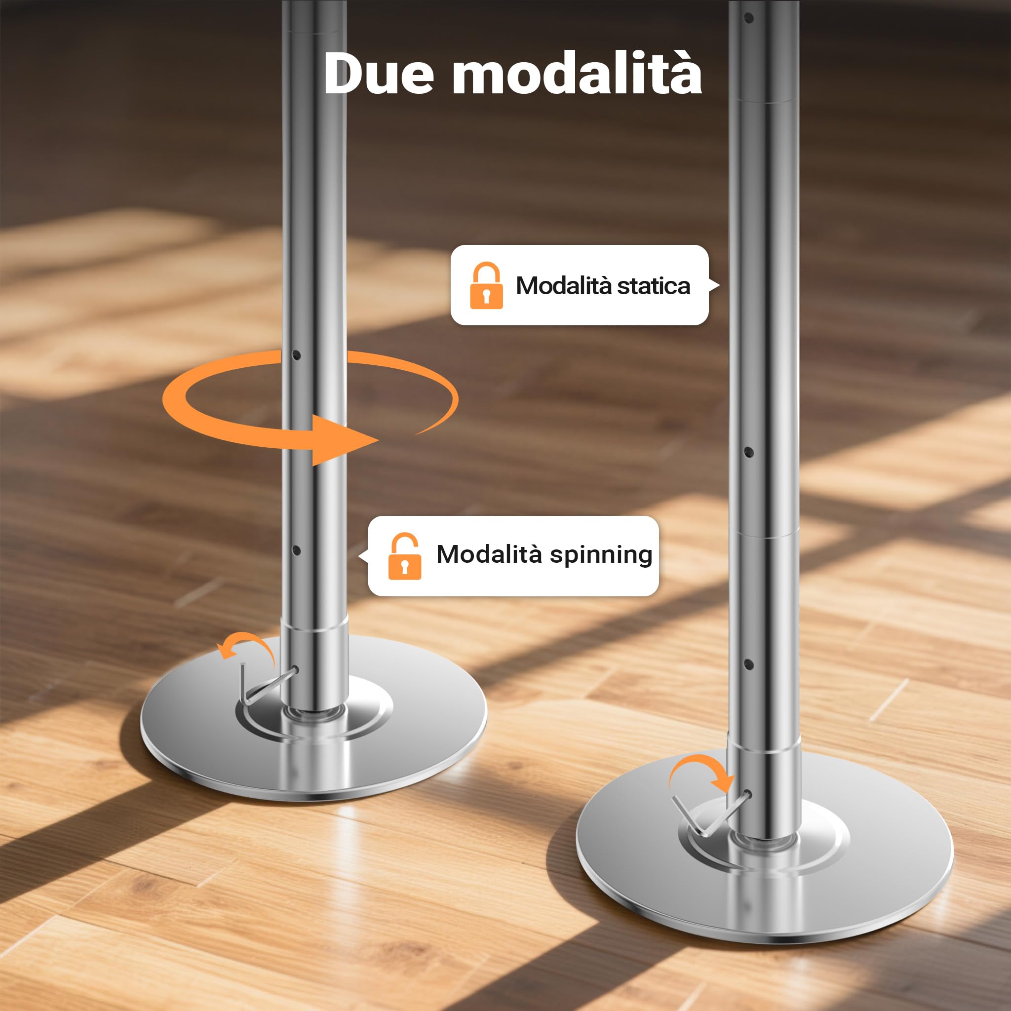 Wiltec Palo da Pole Dance Ø 45 mm Altezza Regolabile 2,31-2,74 m in Acciaio Non Richiede Fori