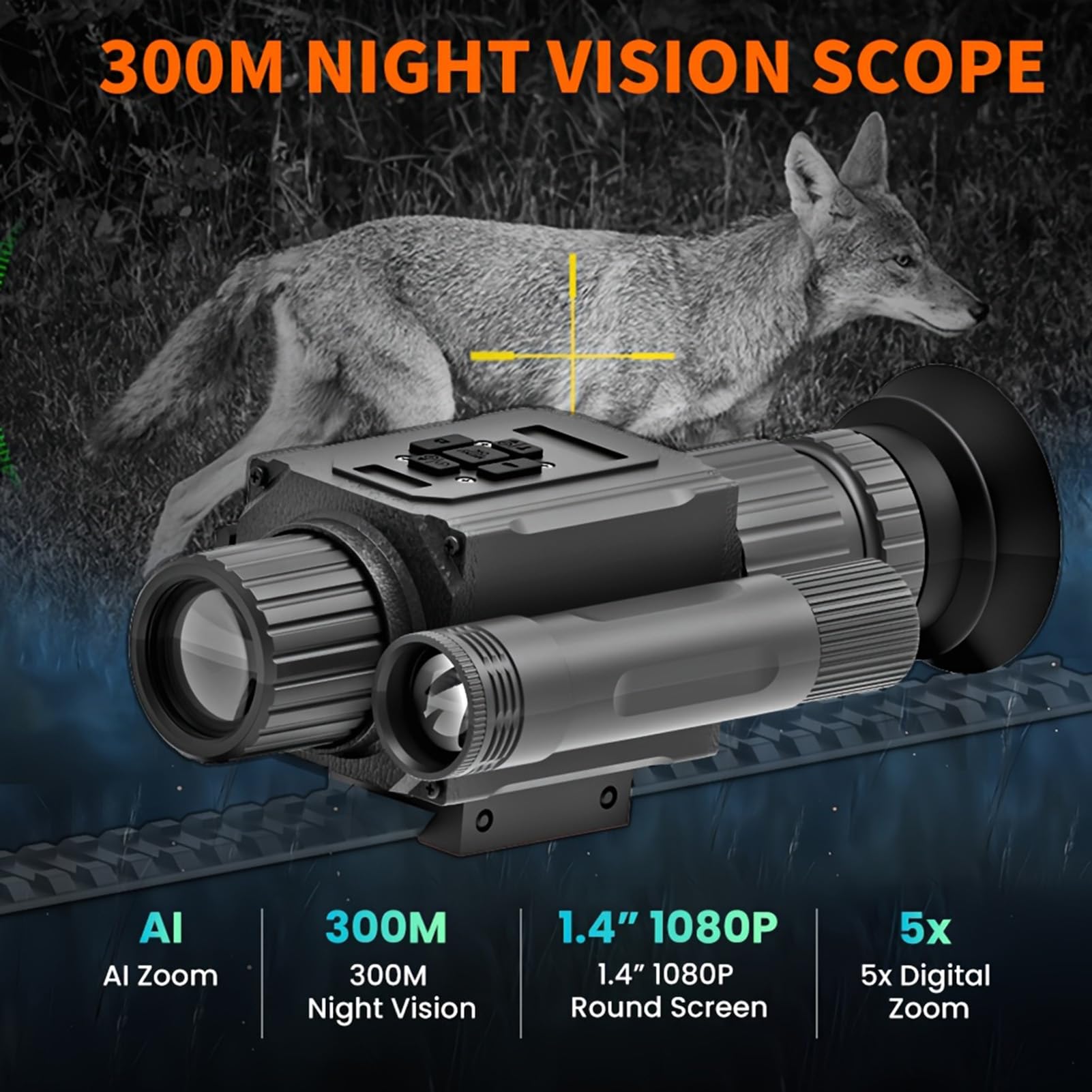 Lunette de Vision Nocturne numérique NK008 pour la Chasse, Lunette de visée Infrarouge HD 1080p, caméra monoculaire, Zoom numérique x5, Illuminateur Infrarouge 850° intégré