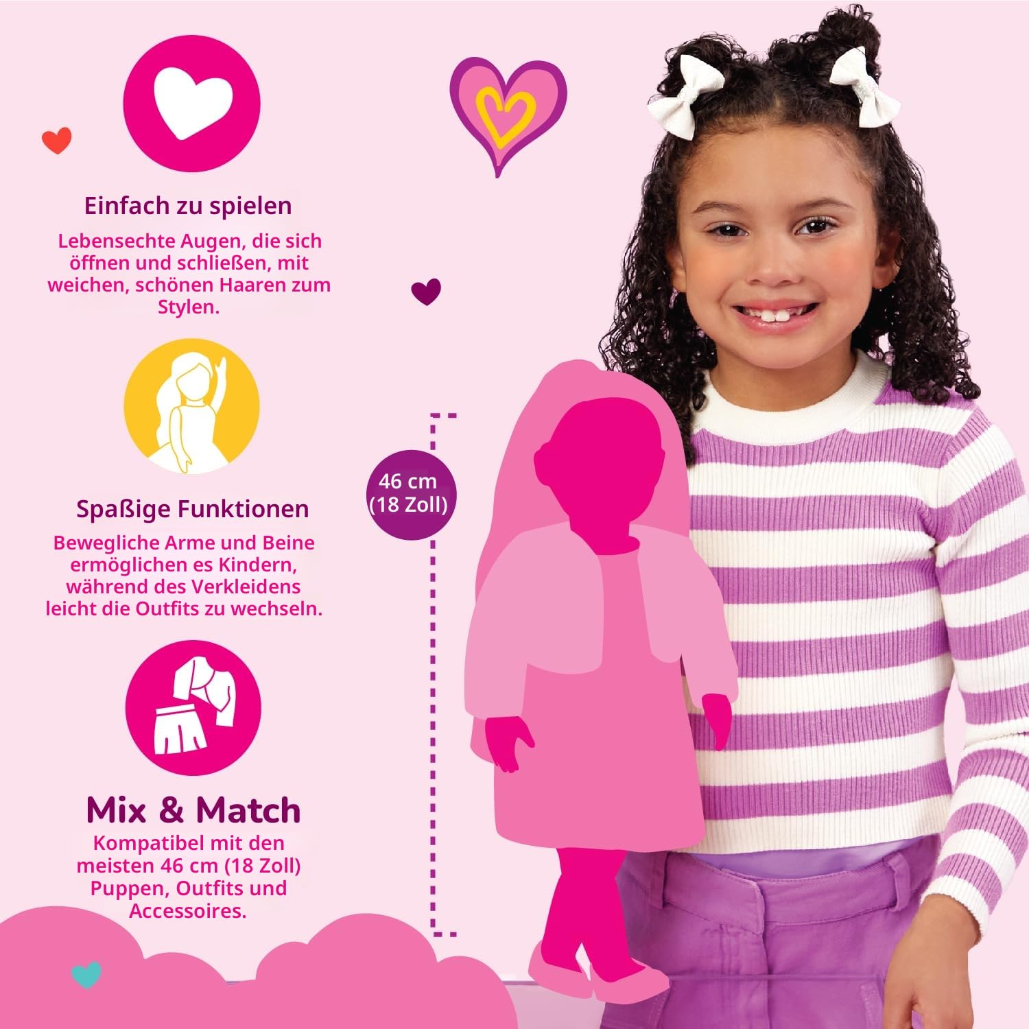 Our Generation - Jovie - 46 cm Übernachtunspuppe - Blondes Haar & grüne Augen - Plüschhase & Pyjama-Outfit - Vorgetäuschtes Spiel - Spielzeug für Kinder ab 3 Jahren