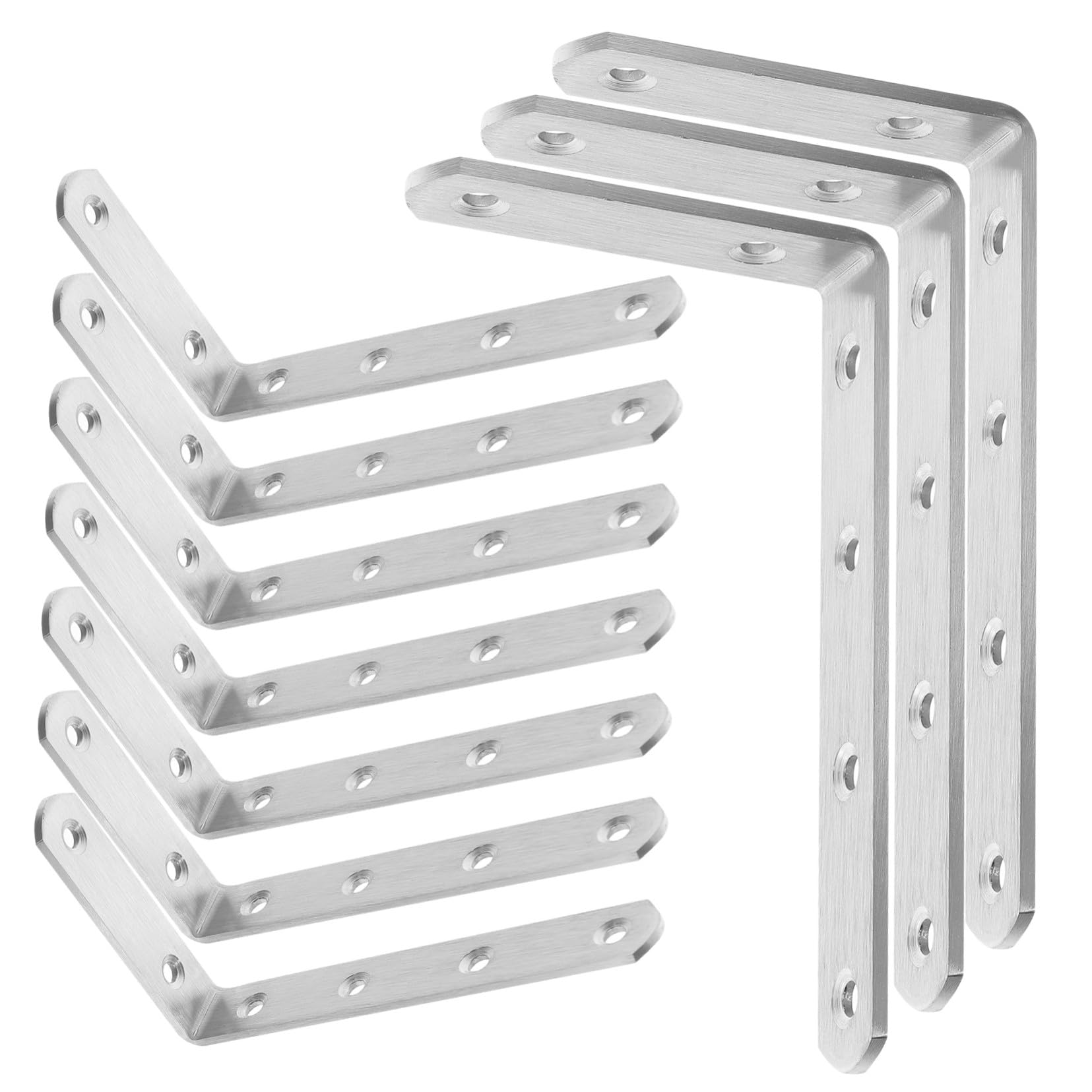 Staffe Angolari in Acciaio Inox 10 Pezzi 90 Gradi Argento