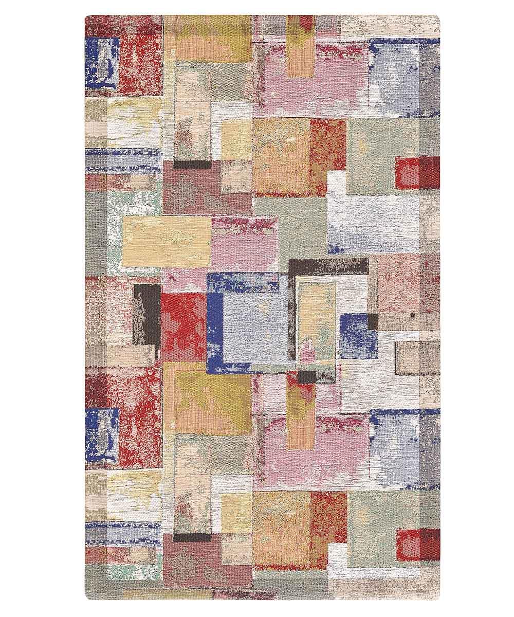 Pierre Tappeti Tappeto salotto AUTORE MULTICOLORE cm.140x200 moderno arte contemporanea, multiuso lavabile velour antiscivolo, arredo casa soggiorno camera ingresso