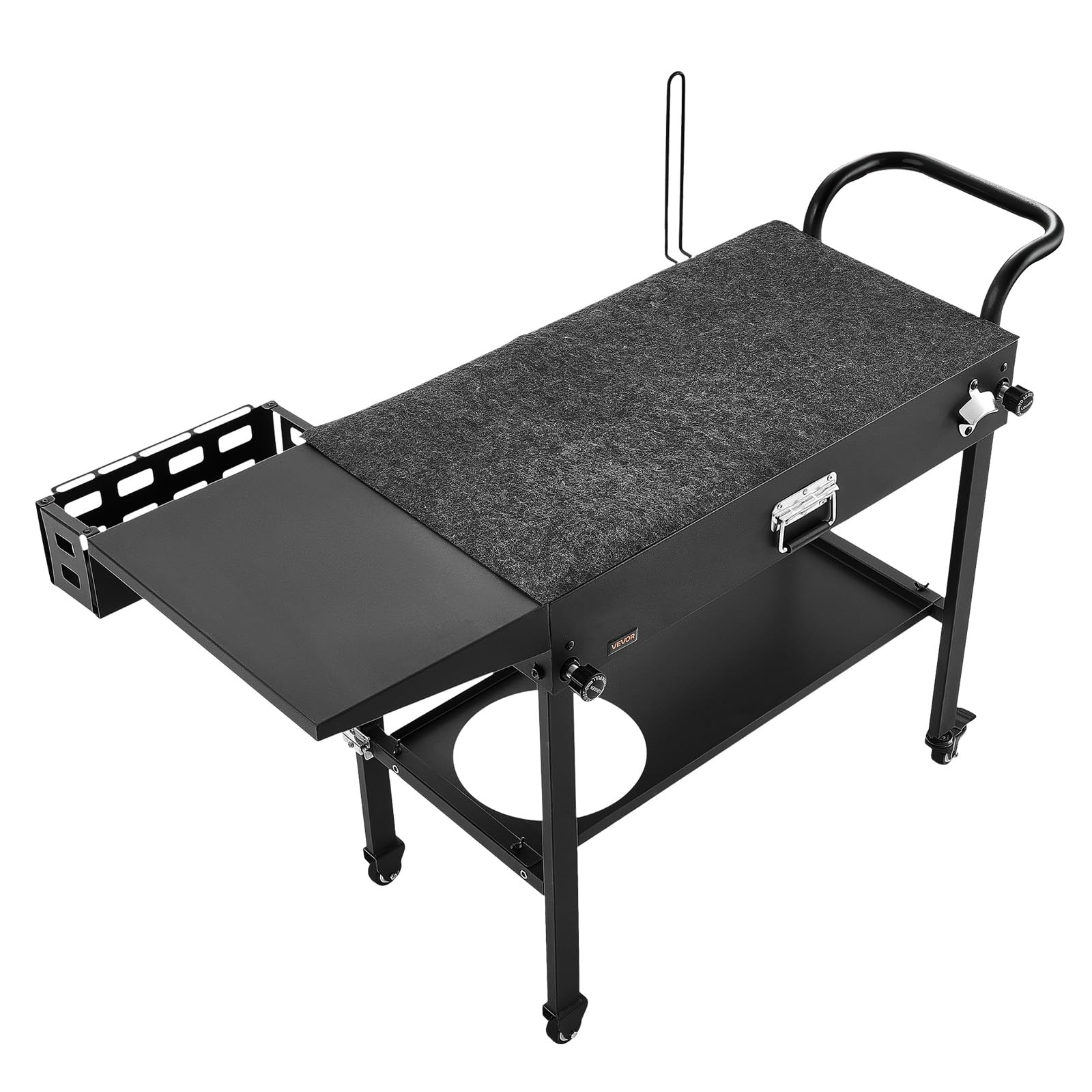 VEVOR Desserte de Jardin pour Plancha Pliable, Chariot de Barbecue Plan de Travail 78,7x43,2 cm, pour Préparation de Cuisine BBQ Extérieur, avec Porte-essuie-Tout, Crochets et Tablette Latérale