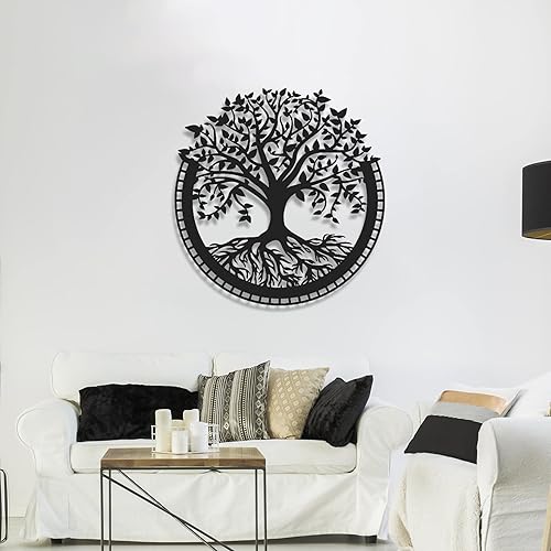 Miniatura 2 de Tree of Life Metal Wall Decoration, Tree of Life Wall Decor, Industrial Style Metal Wall Art, Home Decoration, Living Room, 68 x 70 cm 26.8 x 27.6
