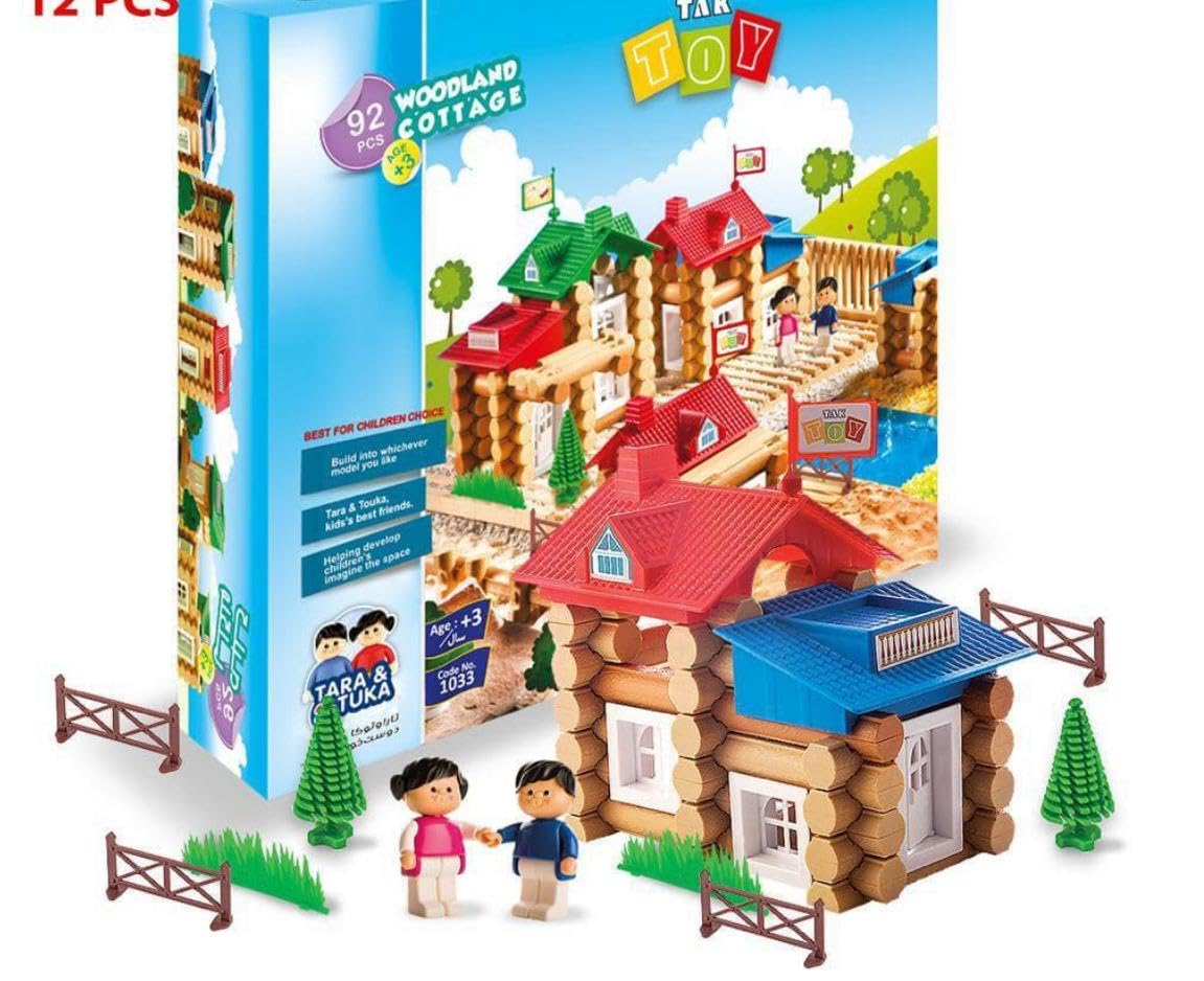 Woodland cottage Blocks Set, Educational Construction Toys for Ages 3+, 92 Piece Set