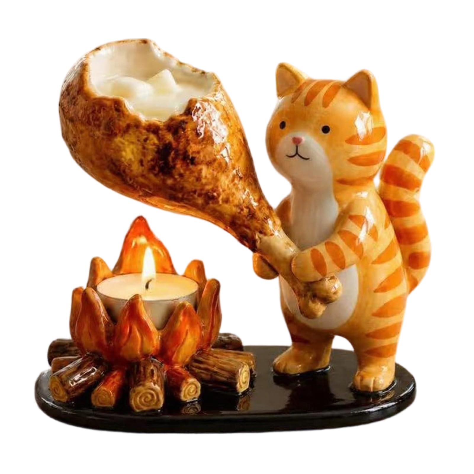 Dachshund/Fox/Kitten Candle Holder for Tealights, Cute Resin Bonfire Ornament – Camping Themed Centerpiece for Animal Lovers, Home Decor F