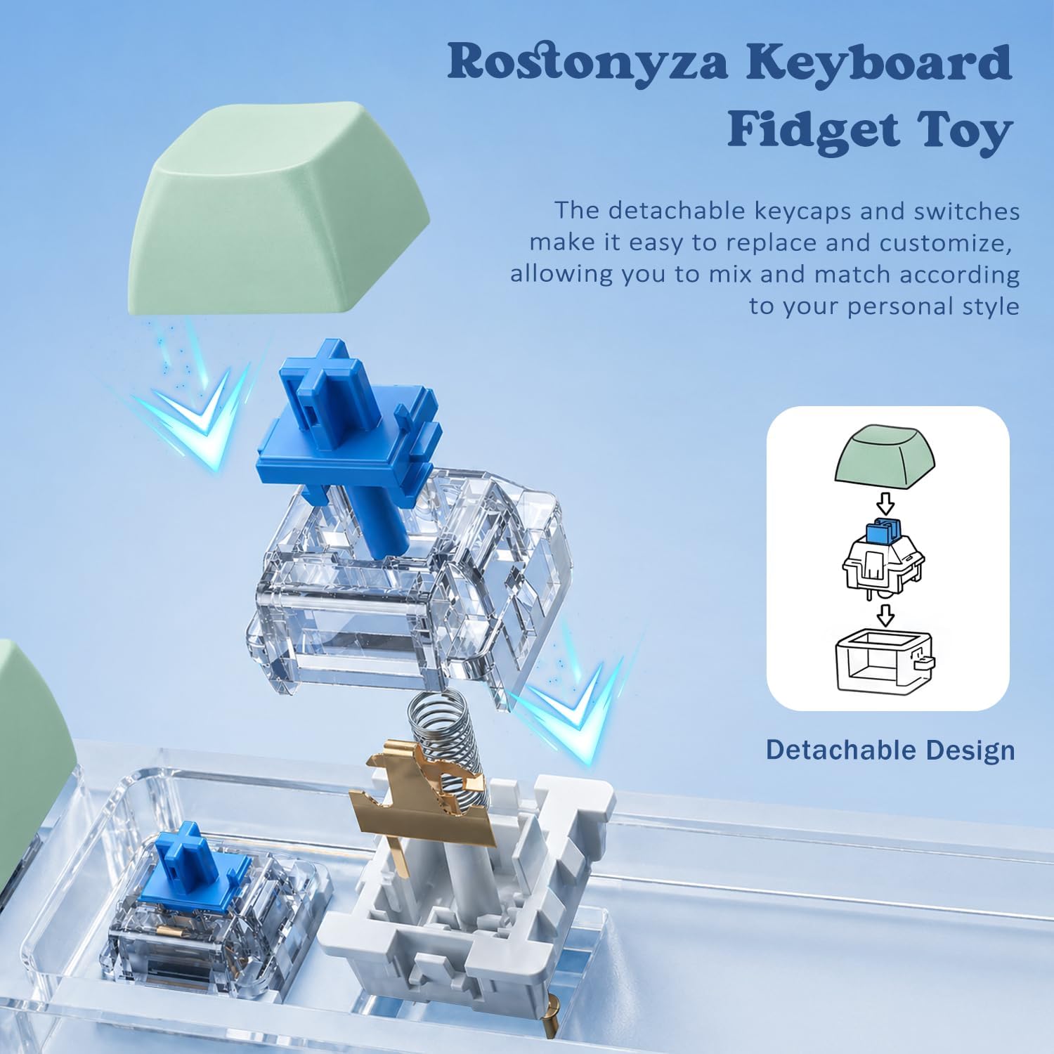 Keyboard Fidget Toy, Creamy Fidget Clicker Keyboard Fidget Keychain, Button Fidget Gifts for Adults, Boost Focus & Ease Anxiety Anywhere — Perfect Stress-Relief Gift (3×3 Grid Layout O) image 5