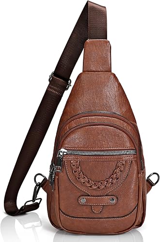 SUOSDEY Sling Bag Crossbody Bags for Women PU Leather Sling Backpack Travel Cycling Hiking