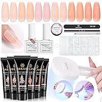 Vista 1 de SAVILAND Kit de Uñas de Poly Gel - Gel de Extensión de Uñas de 6 Colores con Mini Lámpara LED UV Portátil de Mano de 36W para Curado, Herramientas