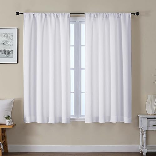 Miniatura 22 de Gwine - Cortinas opacas negras para dormitorio de 84 pulgadas de largo, juego de 2 paneles, cortinas sólidas reductoras de ruido con aislamiento