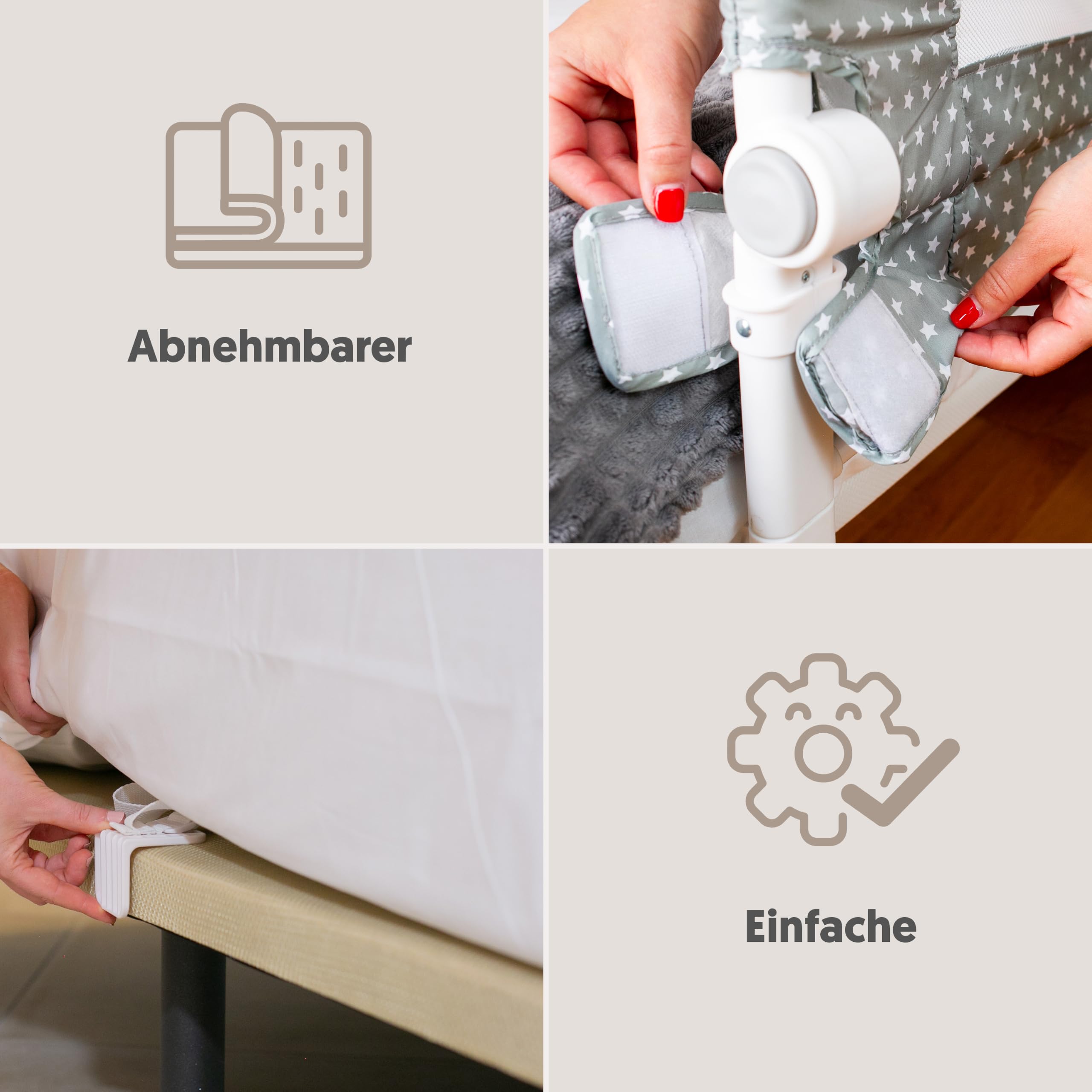 Interbaby Bettgitter Rausfallschutz 90 cm klappbar | Bettschutzgitter Baby Kinder 18 Monate–5 Jahre | Rausfallschutz Bett Kinderbett Elternbett | Ausziehbett, Netzgewebe, Schutzgitter | Sternmodel