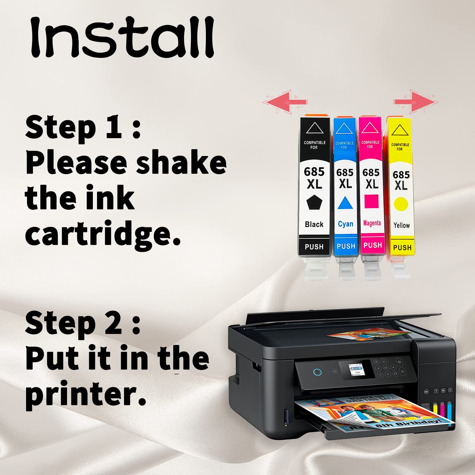 Per HP 685xl Inchiostro Compatibile Utilizzata Per Deskjet 3525 5525 4615 4625 6525 Stampante 8 pack
