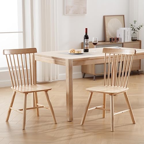 LZAREAL Juego de 4 sillas de comedor de madera estilo granja, sillas de cocina modernas de mediados de siglo, sillas de comedor francesas Windsor